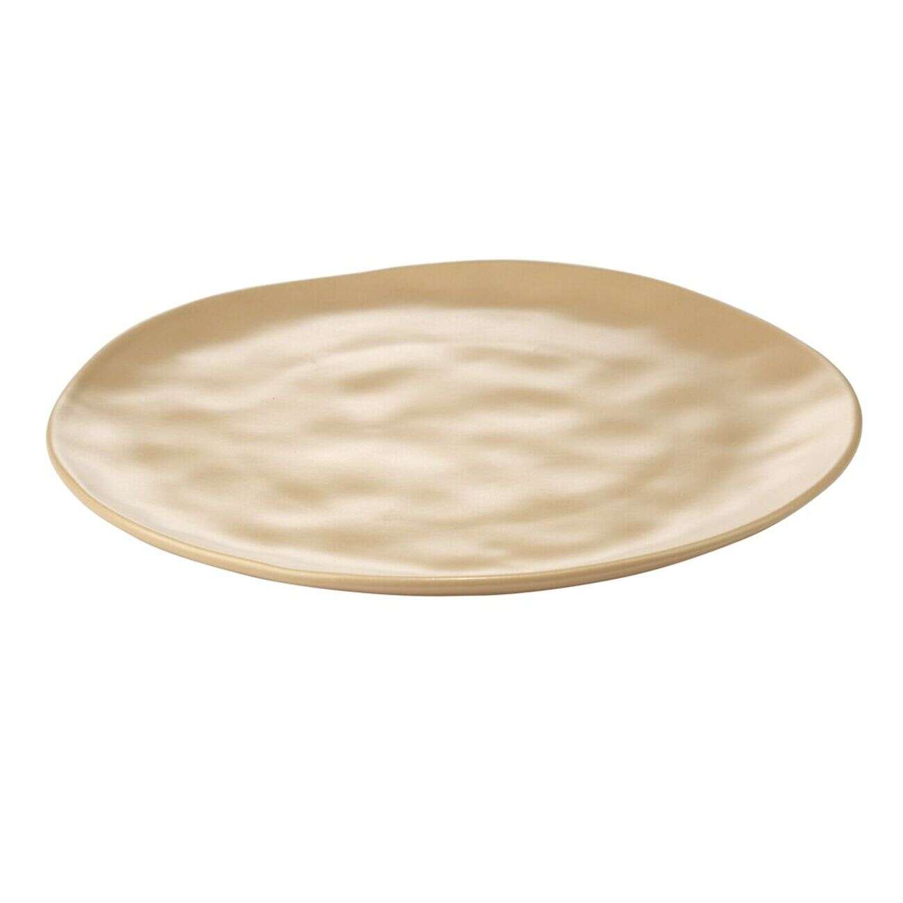 Assiette plate forme organique grès beige Ø26cm