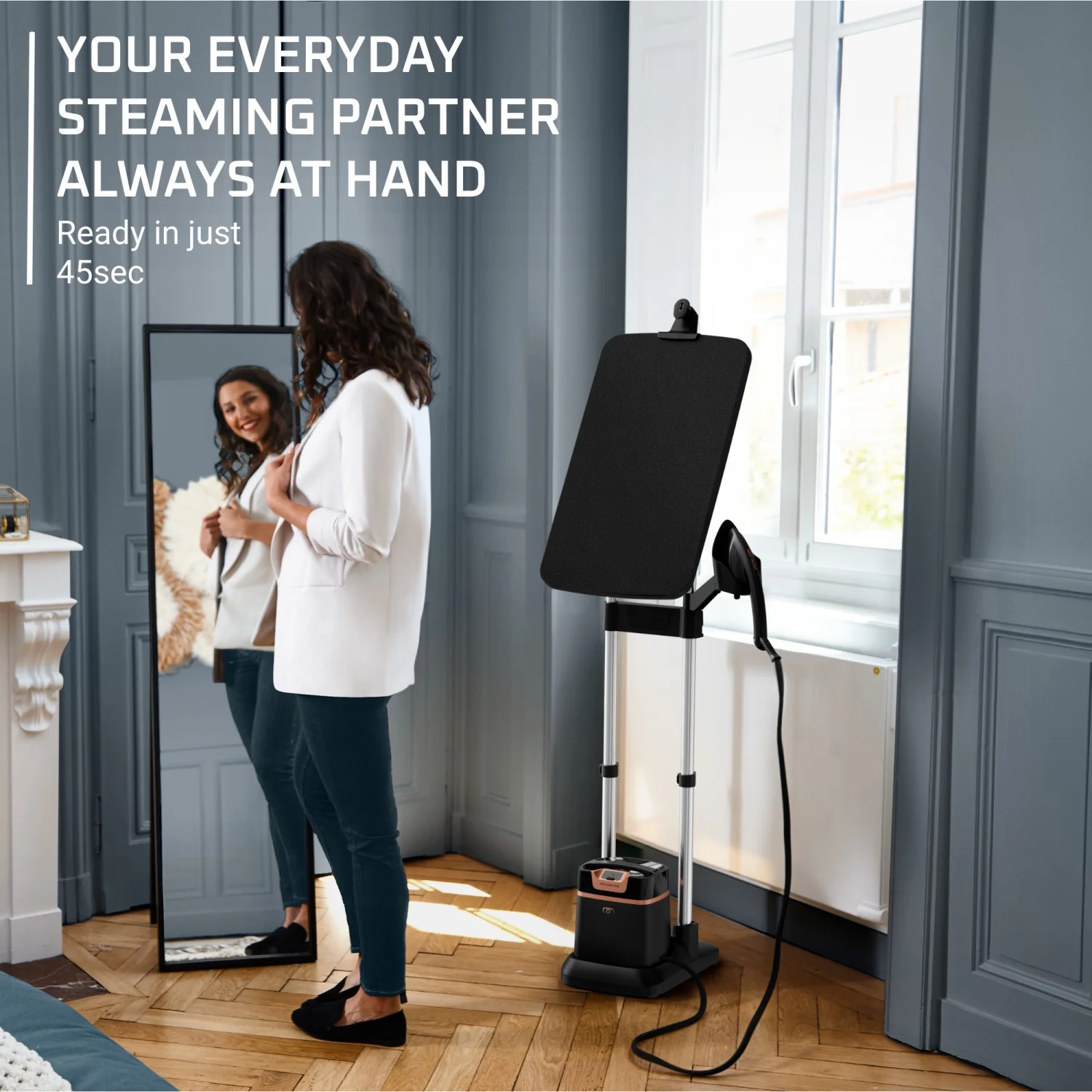 IXEO Full Size Steamer for Clothes with Ironing Board, Garment Steamer, 65 Inch, 1500 Watts, Portable, QR1410(Black Gold) - Image 7