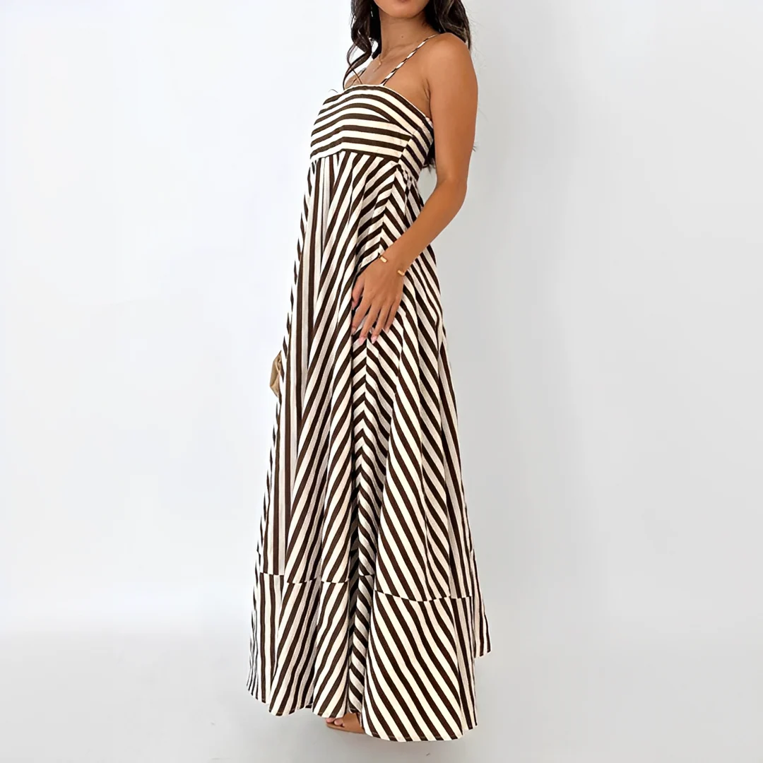 Lerra - Robe Longue Plissée Rayée