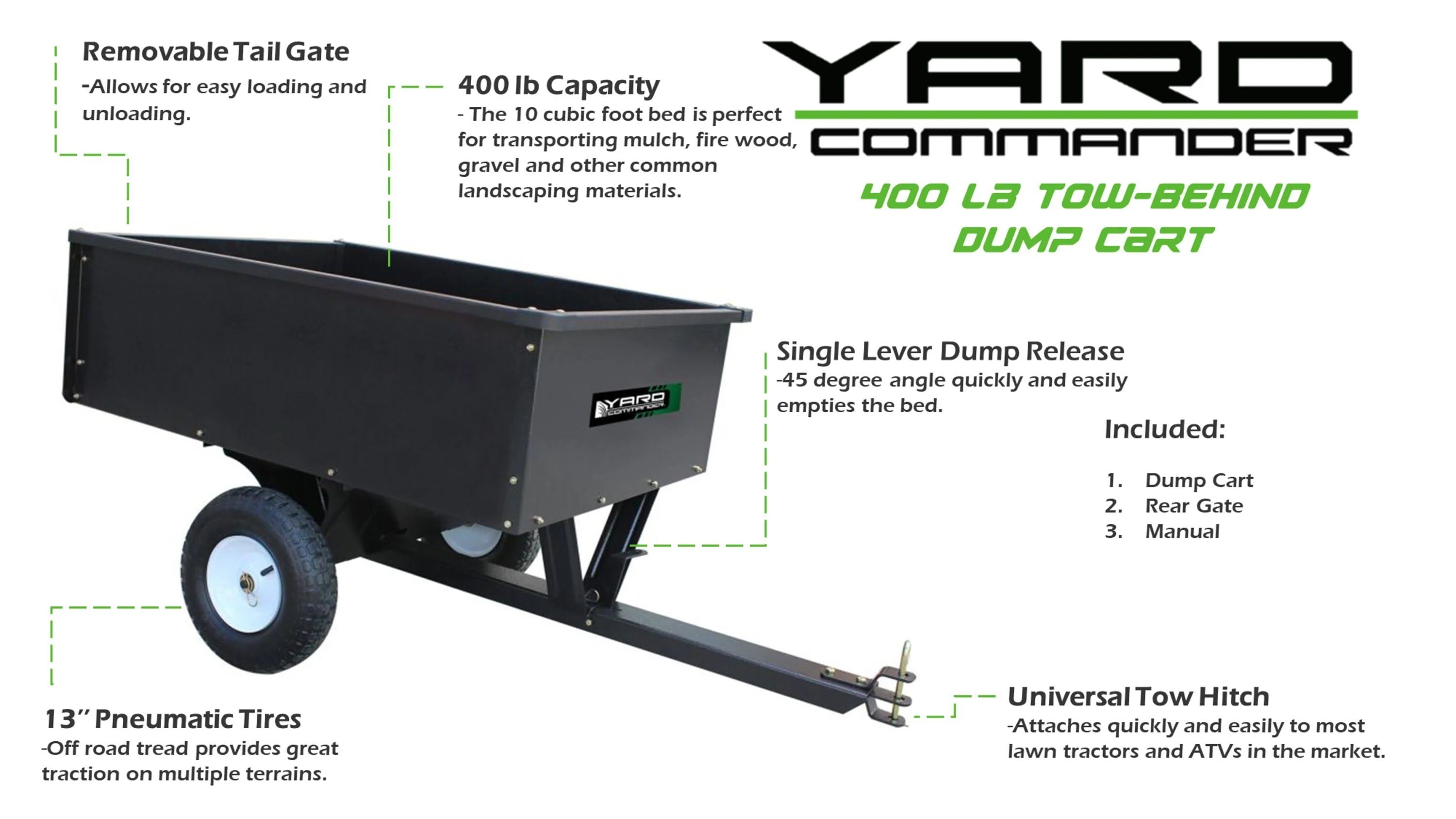 Yard Commander 10 cu.ft. Steel Dump Cart - MadeInUSA