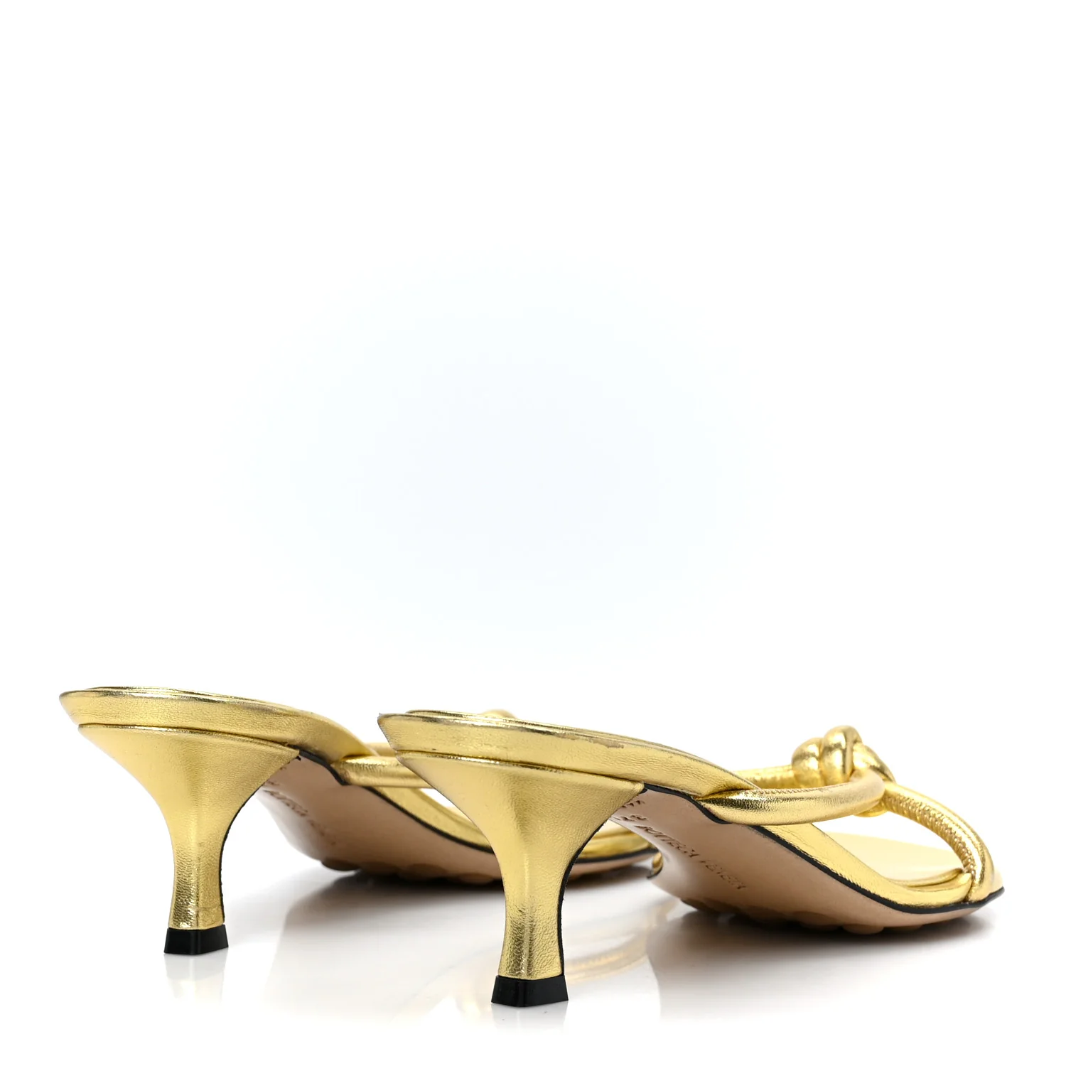 Metallic Nappa Blink Knot Mule Sandals 37.5 Gold