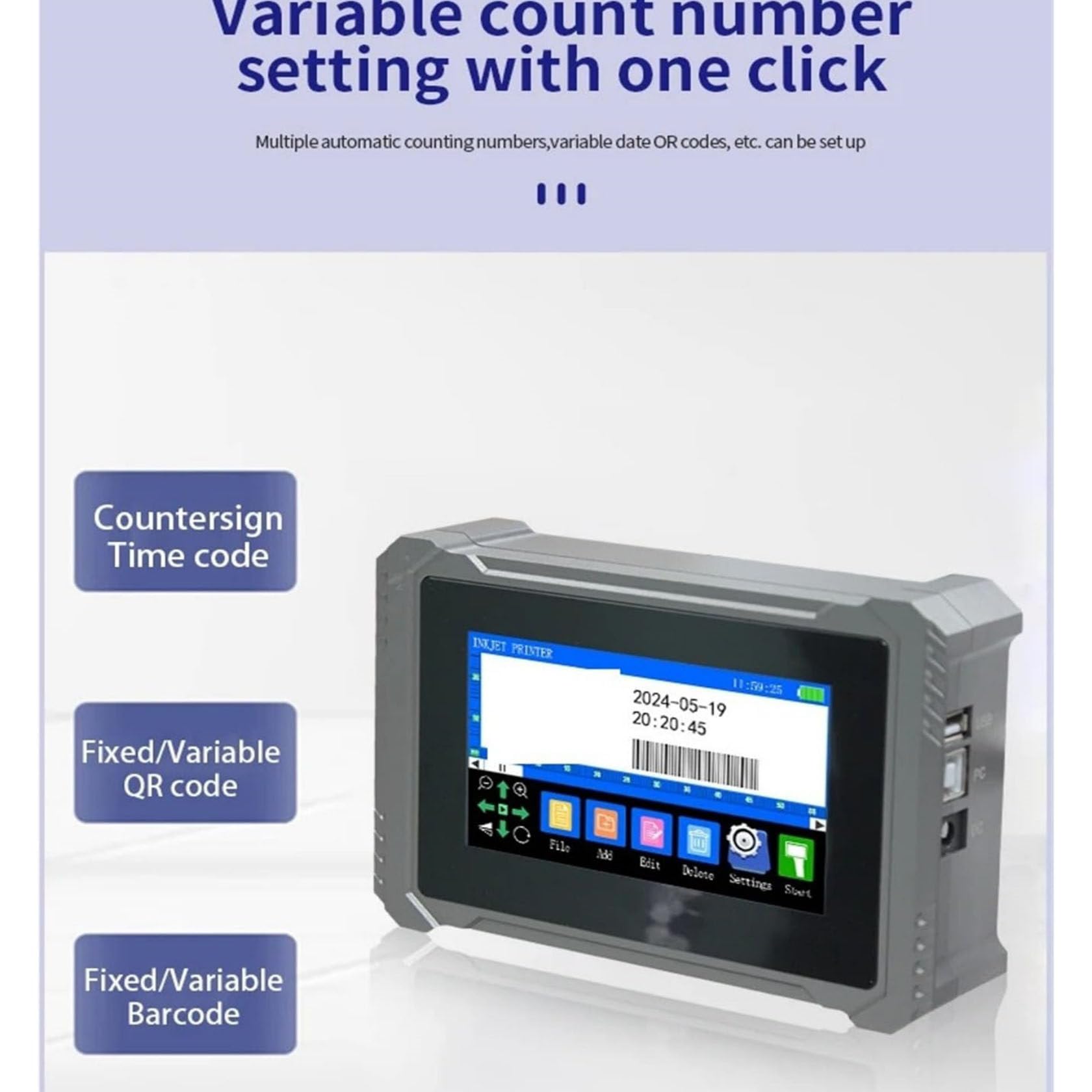 Inkjet Coding Machine, Industrial Inkjet Printer Plus Online Batch Coder, with Quick-Drying Ink Cartridgefor Printing Text, Number, Manufacturing/Expiry Date, Time,Mrp,Qr Code,Barcod 25.4mm