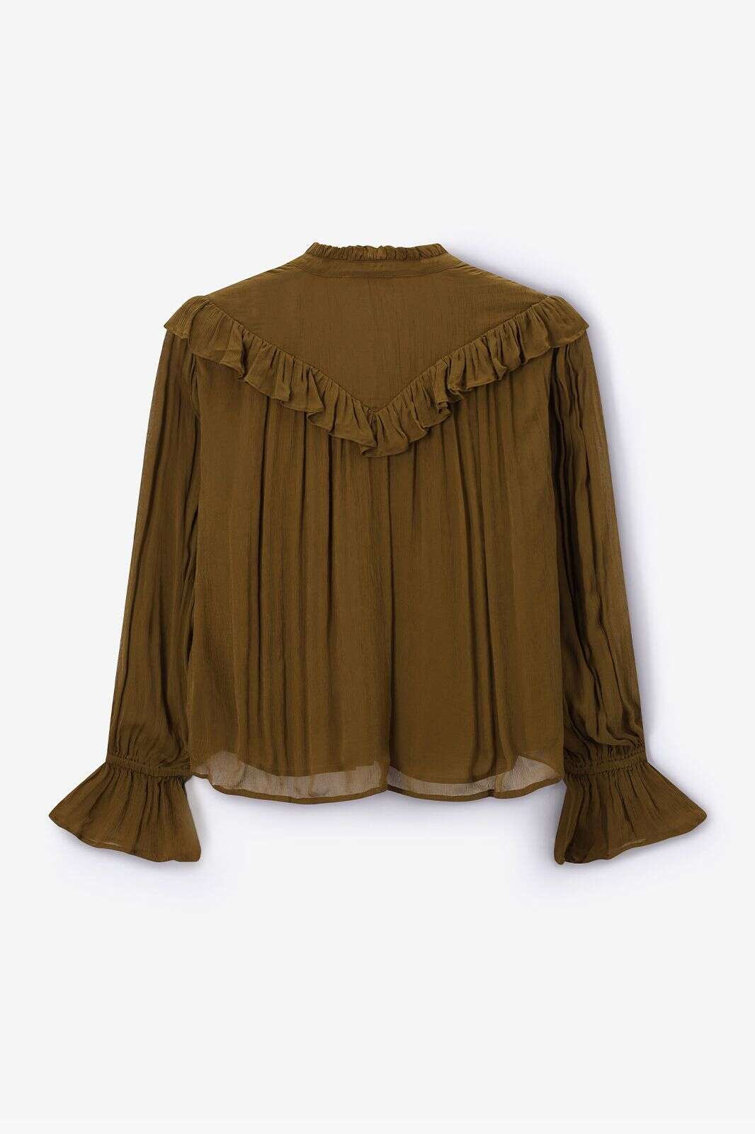 Donkergroene blouse met ruffle