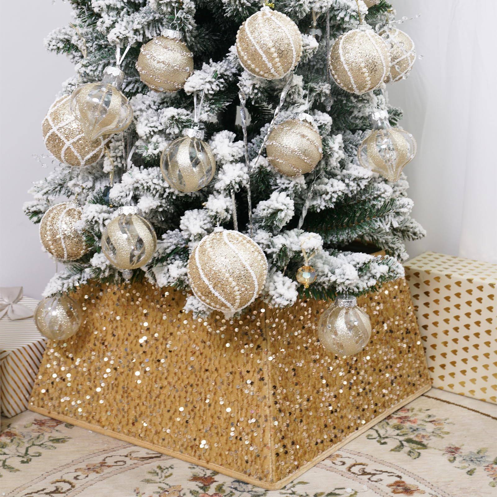 Sunshine Decor Transform Your Christmas Tree with Sunshine's Sparkling Sequin Tree Skirt - 24