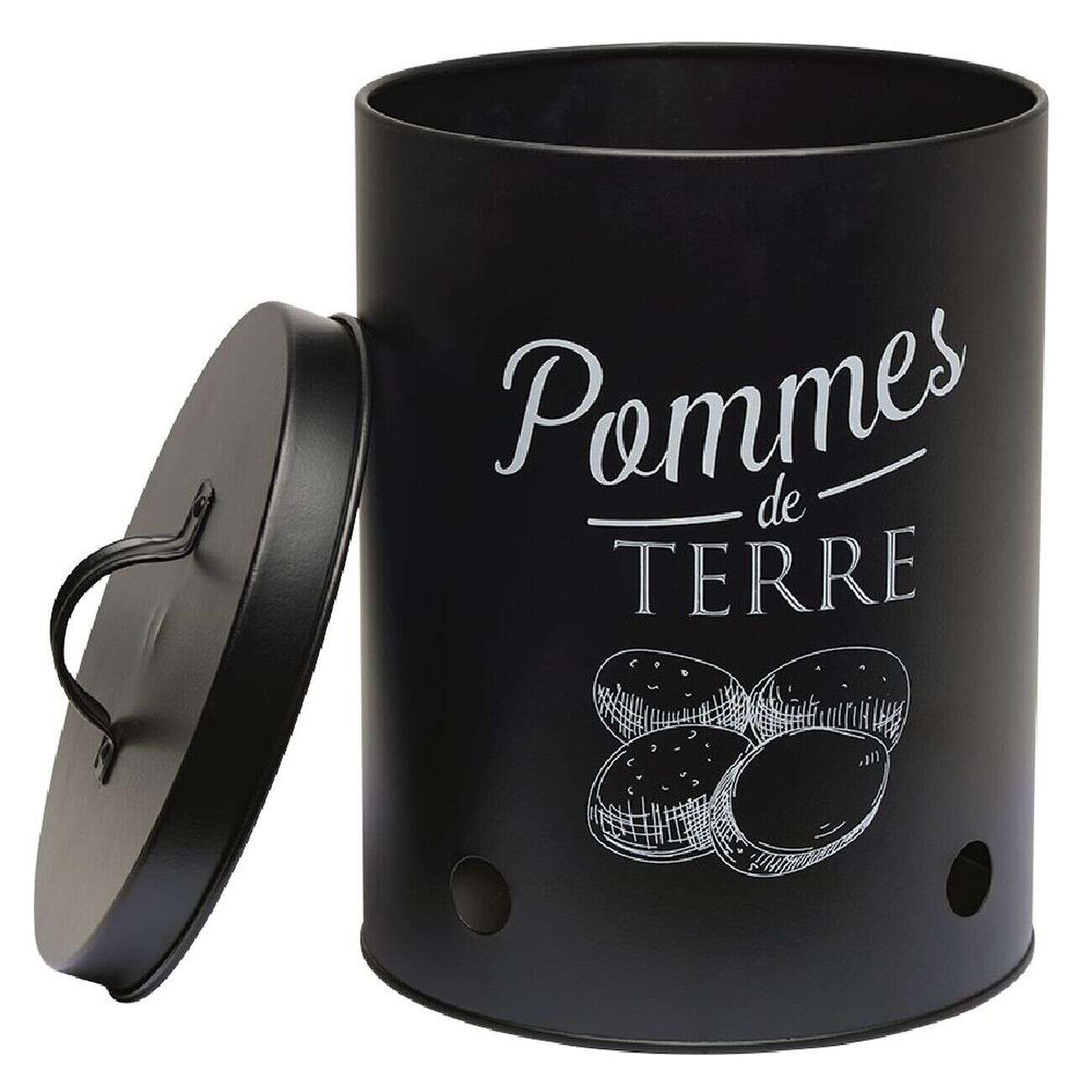 Boîte de conservation métal noir pour pomme de terre