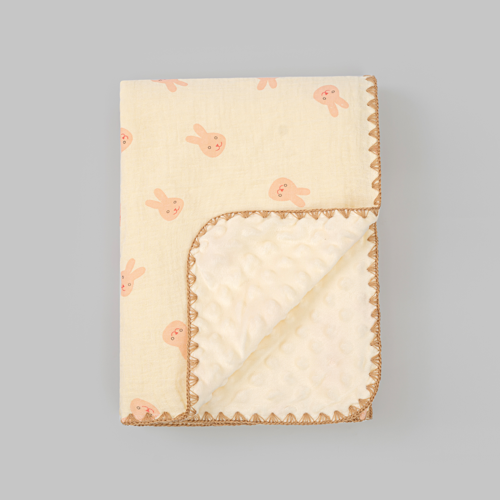 All Season 3D Doudou Fleece Newborn Blanket Double Layer Crinkle Gauze Multi-Use Swaddle Receiving Europe Style 300tc