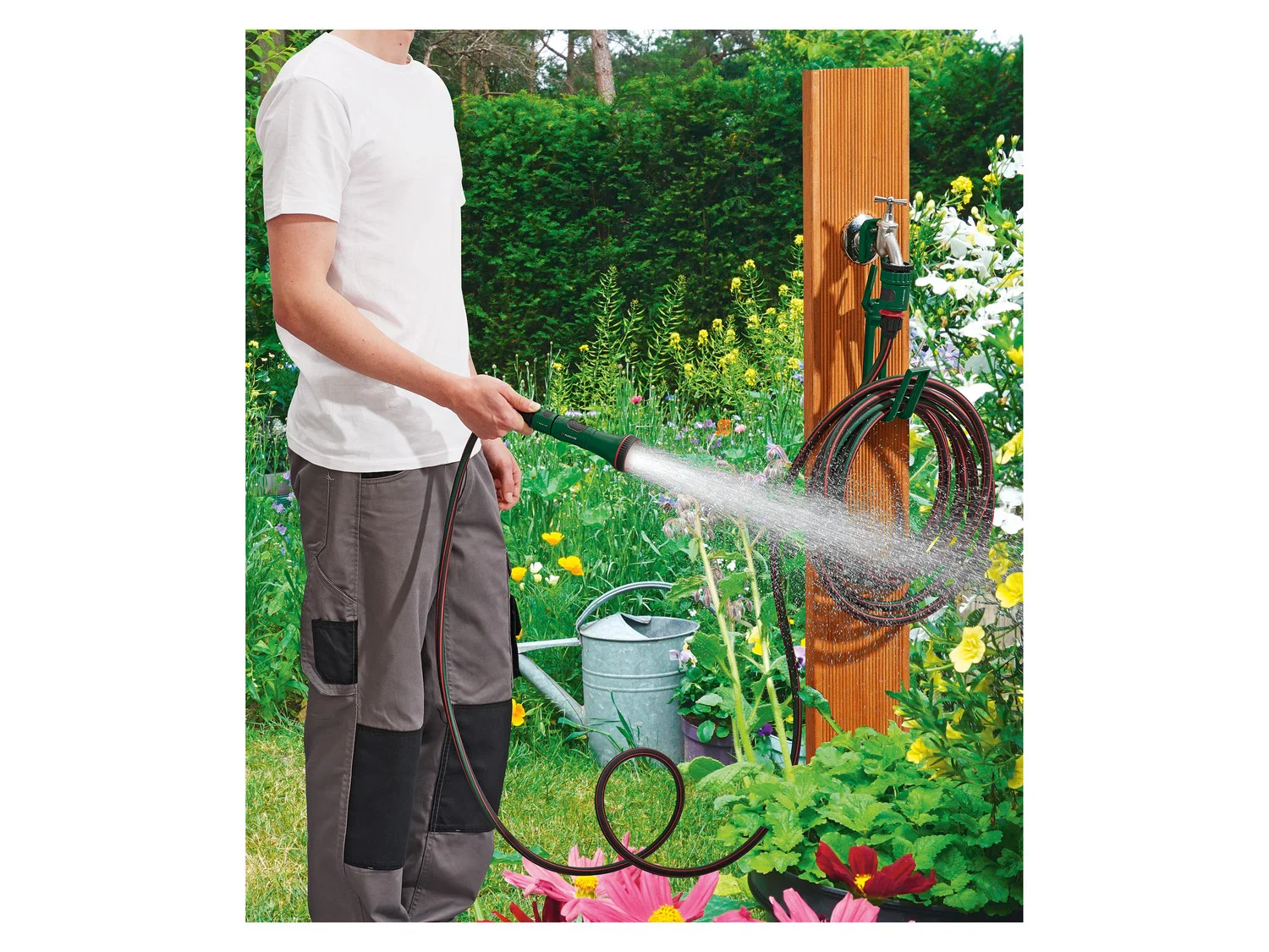 PARKSIDE Set de tuyau d'arrosage pour terrasse, 7,5 m, 3/8