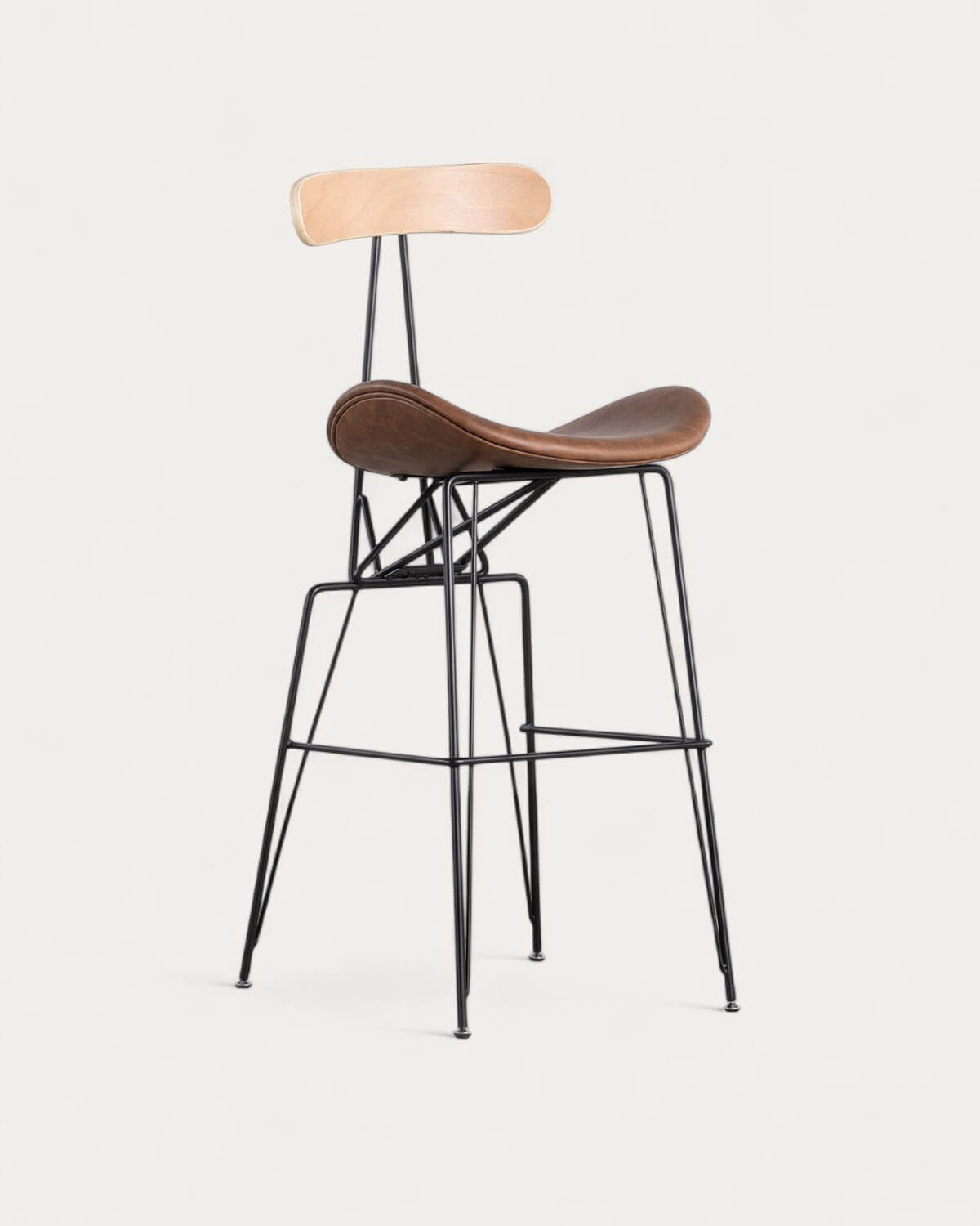 Antonela - Taburete Alto de Polipiel y Madera (76 cm) Antonela