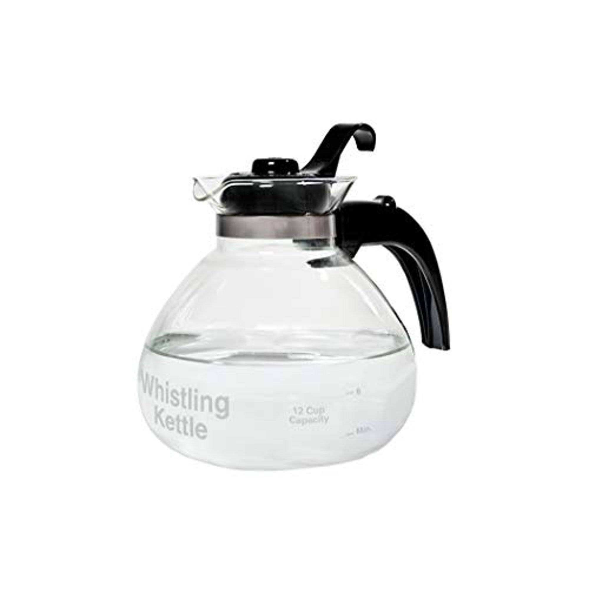 Cafe Brew 12-Cup Glass Stovetop Whistling Kettle