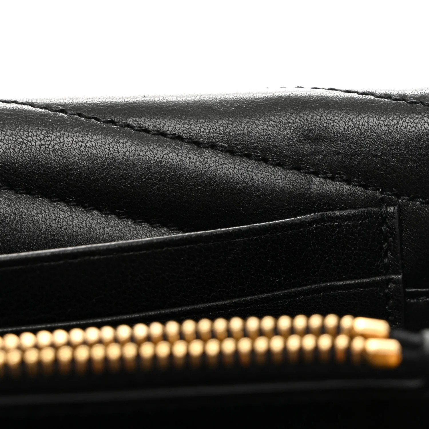 Lambskin Matelasse Chevron Monogram Sulpice Chain Wallet Black