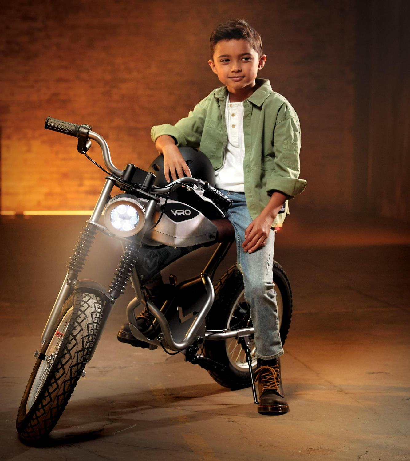 VIRO Rides Electric Mini - Bike 25.2 V Cafe Racer Powered Ride - on with Parent Control