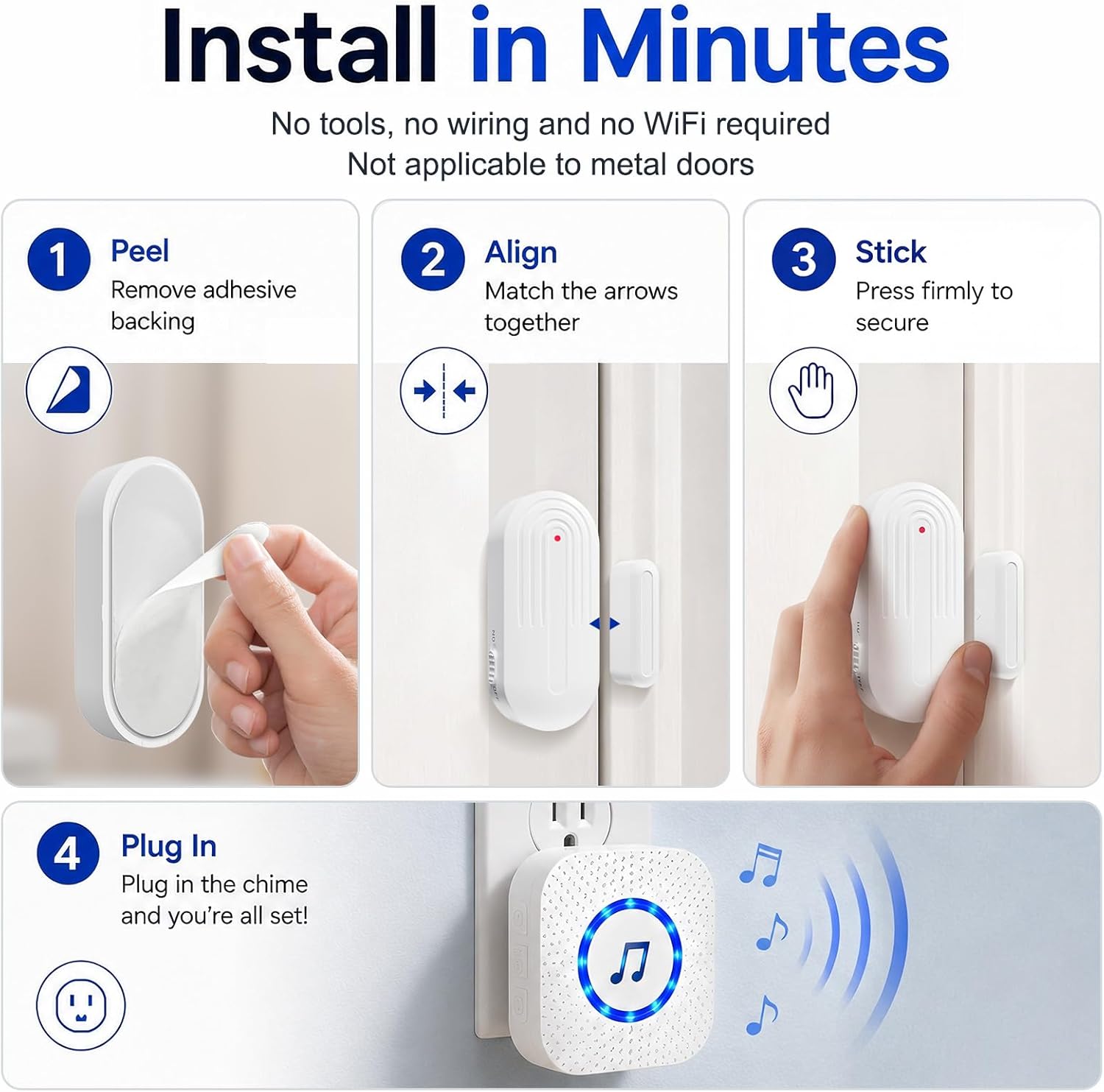 Door Chime,SanJie Wireless Door Sensor Chime When Door Opens,Door Entry Alarm Chime for Business/Home/Kids,500 FT Range,26 Chimes 5 Adjustable Volume, 2 Sensors + 1 Receivers