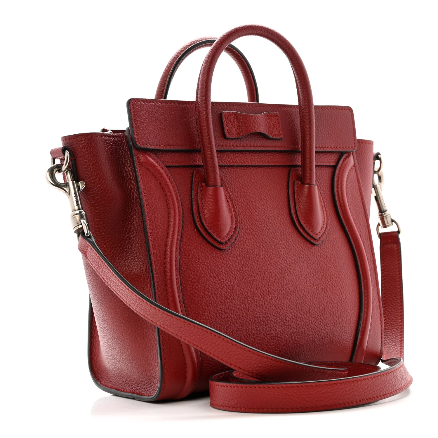Drummed Calfskin Nano Luggage Merlot