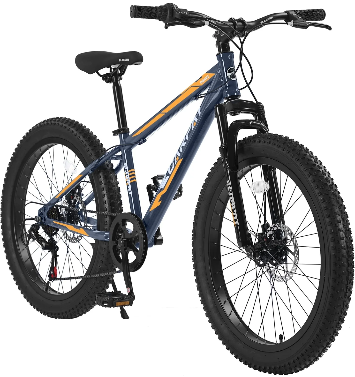 24 inch Mountain Bike with Fat Tires, Kids Bike with Disc Brakes Suspension