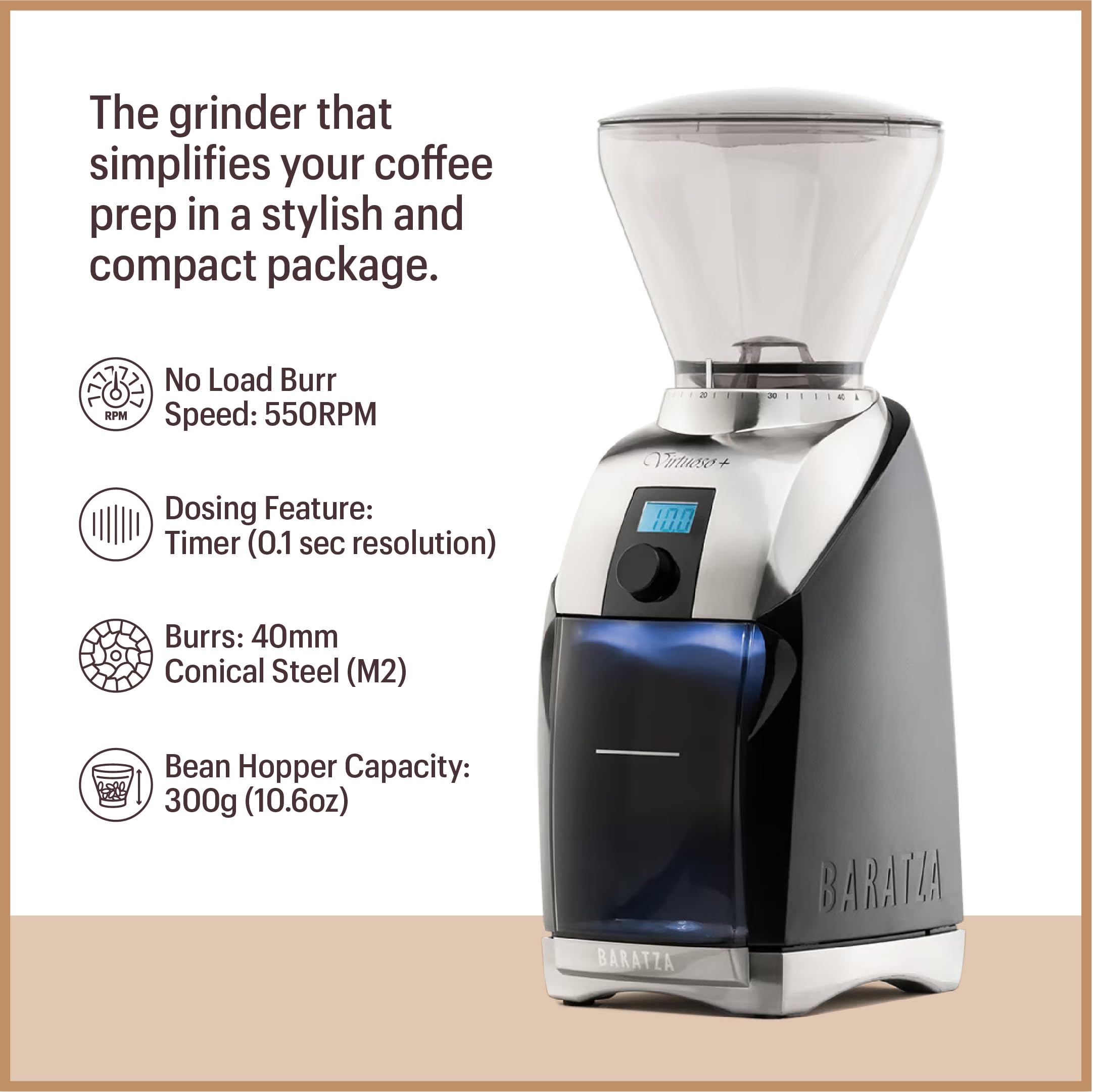 Virtuoso+ Coffee Grinder ZCG587BLK, Black