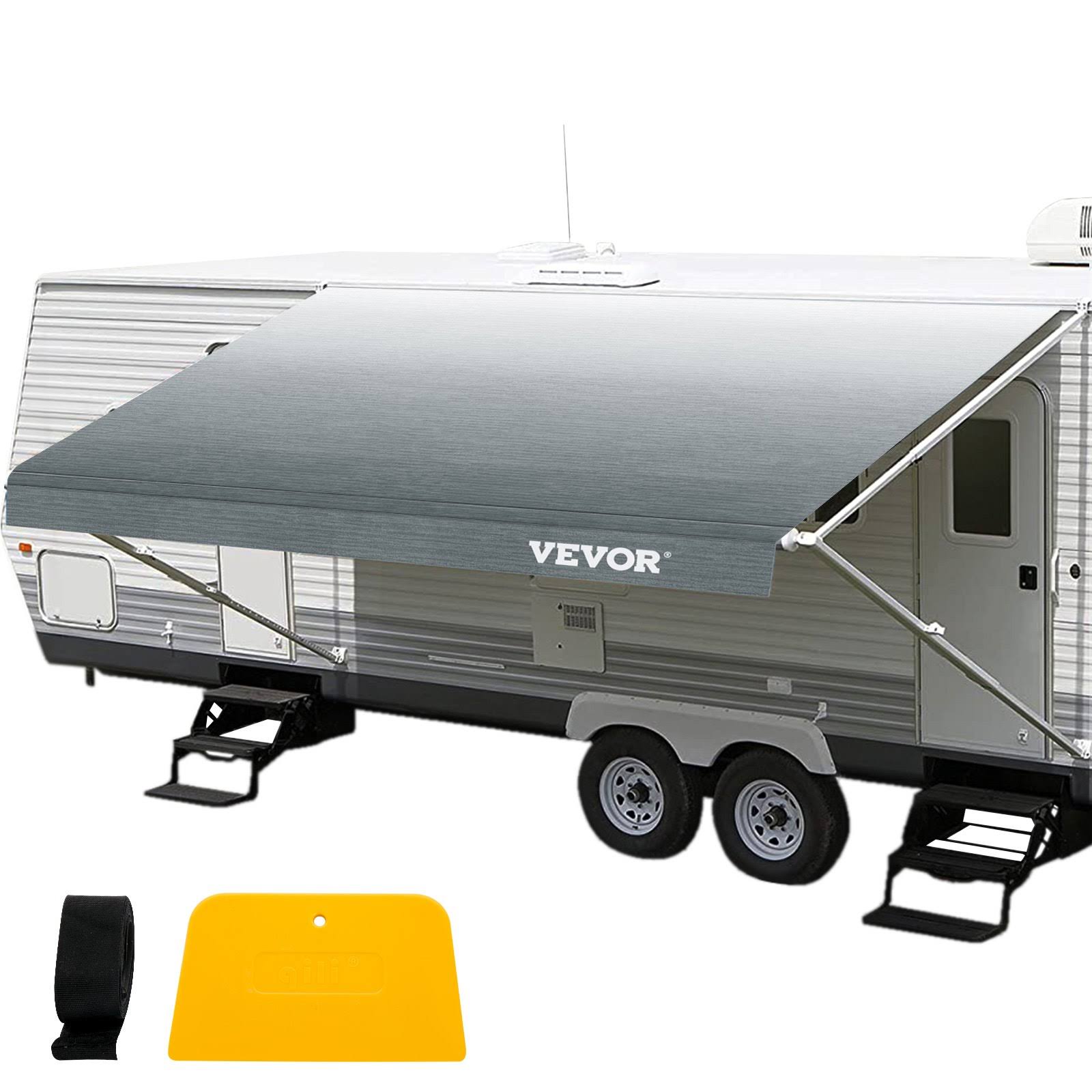 VEVOR RV Awning, Awning Replacement Fabric 20 ft, Gray Fade RV Awning Replacement, 15oz Vinyl Material Replacement Awning, Sun
