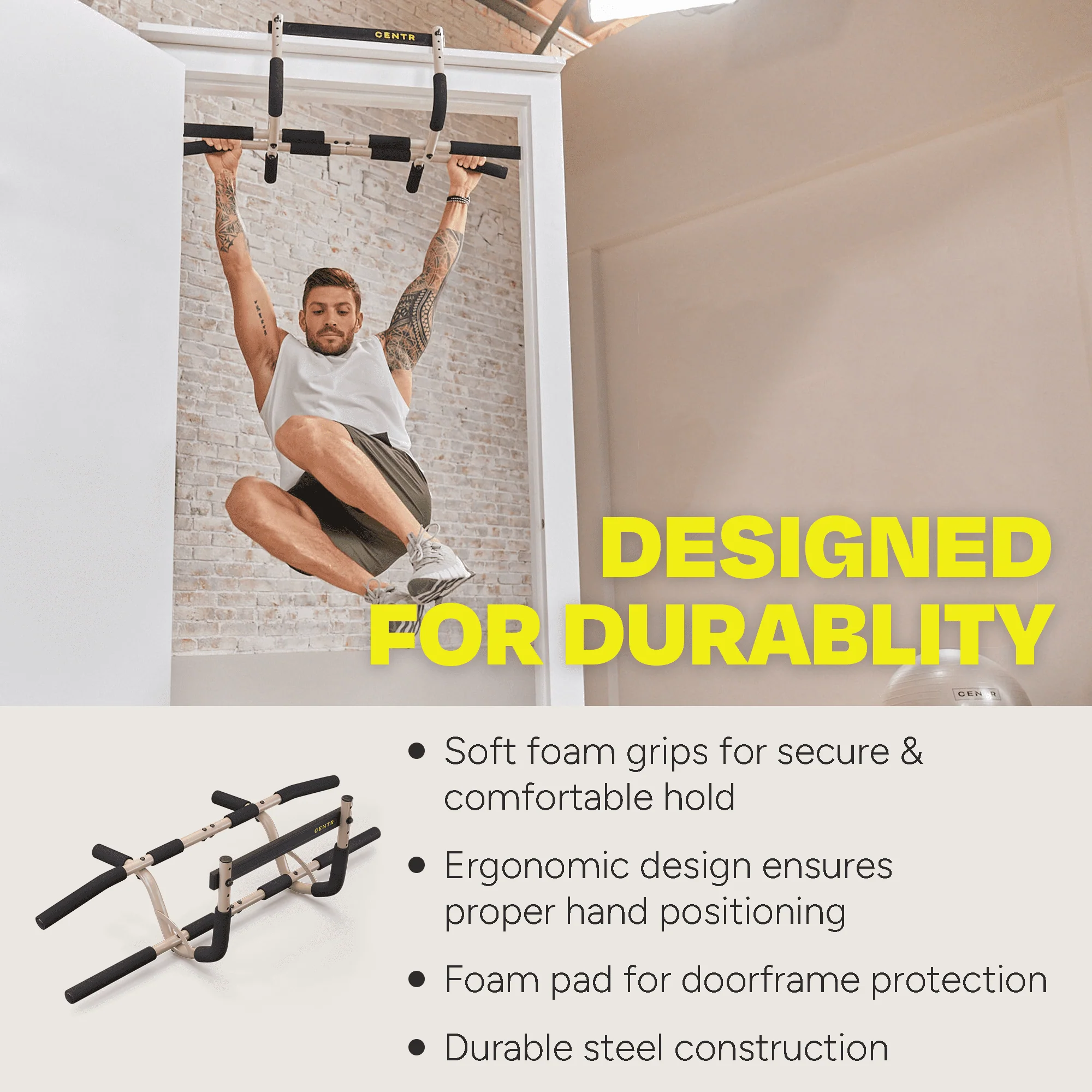 By Chris Hemsworth Multi Functional Pull up Bar for Total Body Home Workouts + 3 Month Membership Image 5