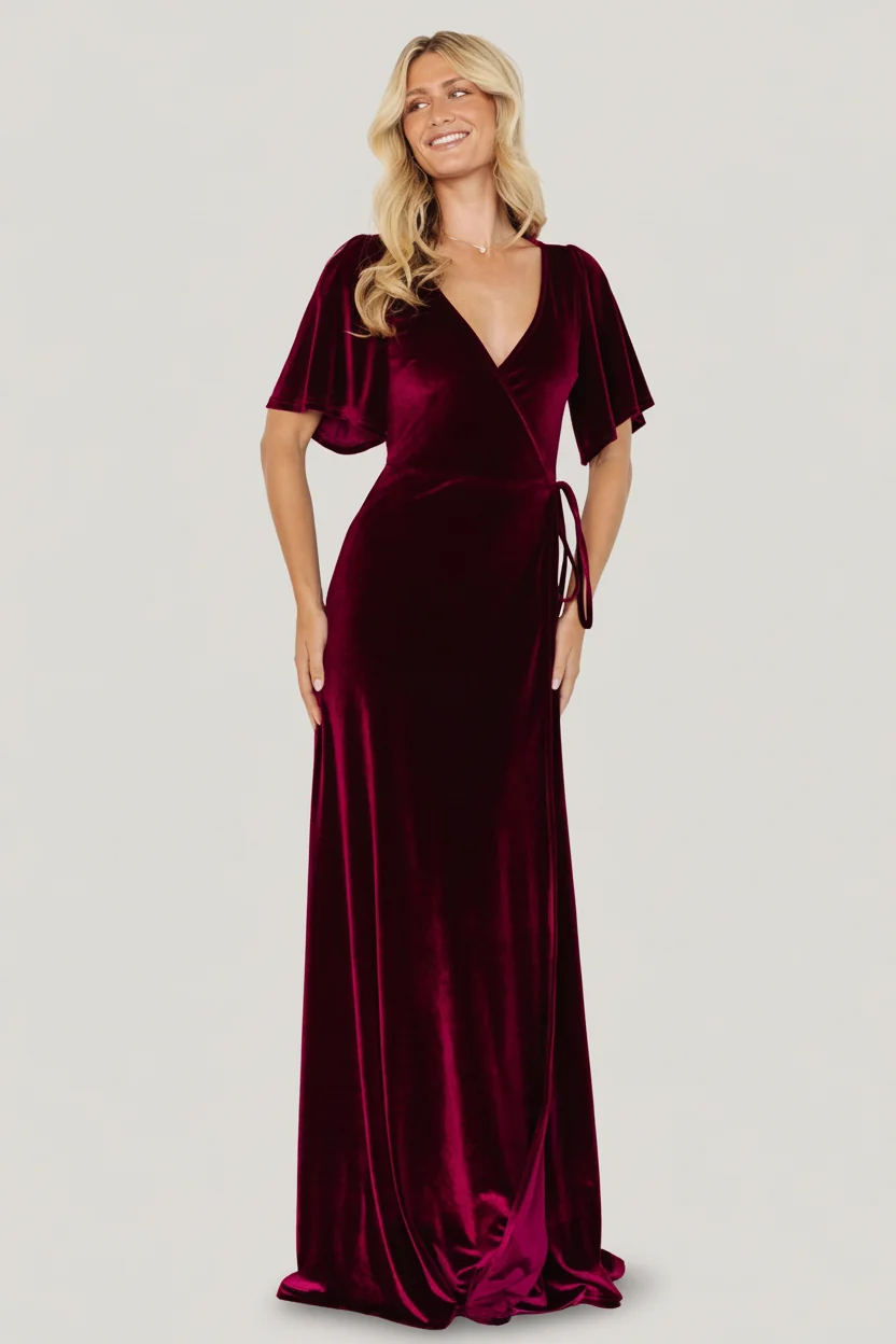 Meghan Velvet Wrap Maxi Dress | Mulberry