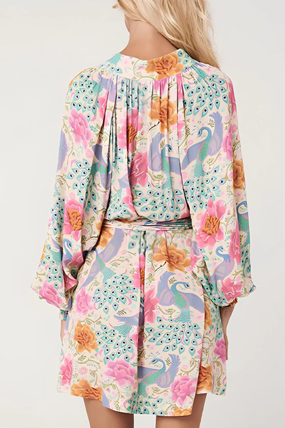 Sophie Paris | Robe à col cranté imprimée avec manches lanterne