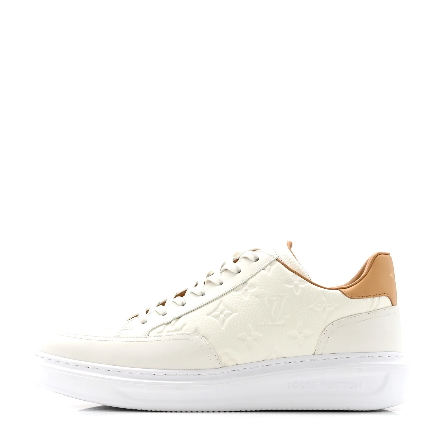 Grained Calfskin Embossed Monogram Mens Beverly Hills Sneakers 8.5 White