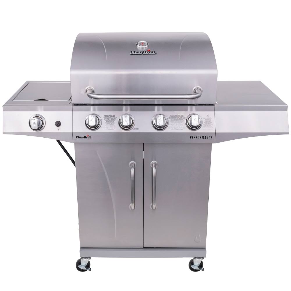 Char-Broil Performance Silver 4-Burner Liquid Propane GAS Grill with 1 Side Burner