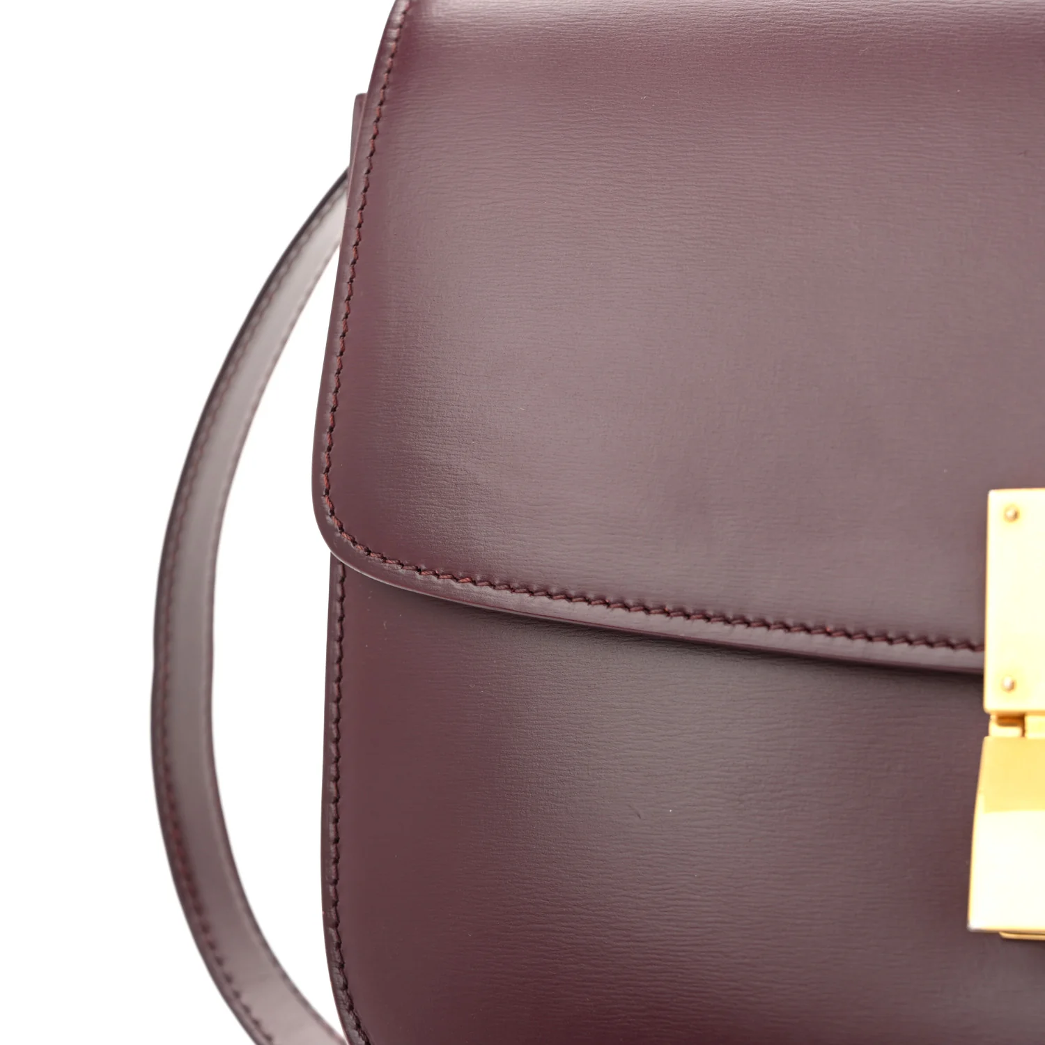 Box Calfskin Medium Classic Box Flap Bag Burgundy