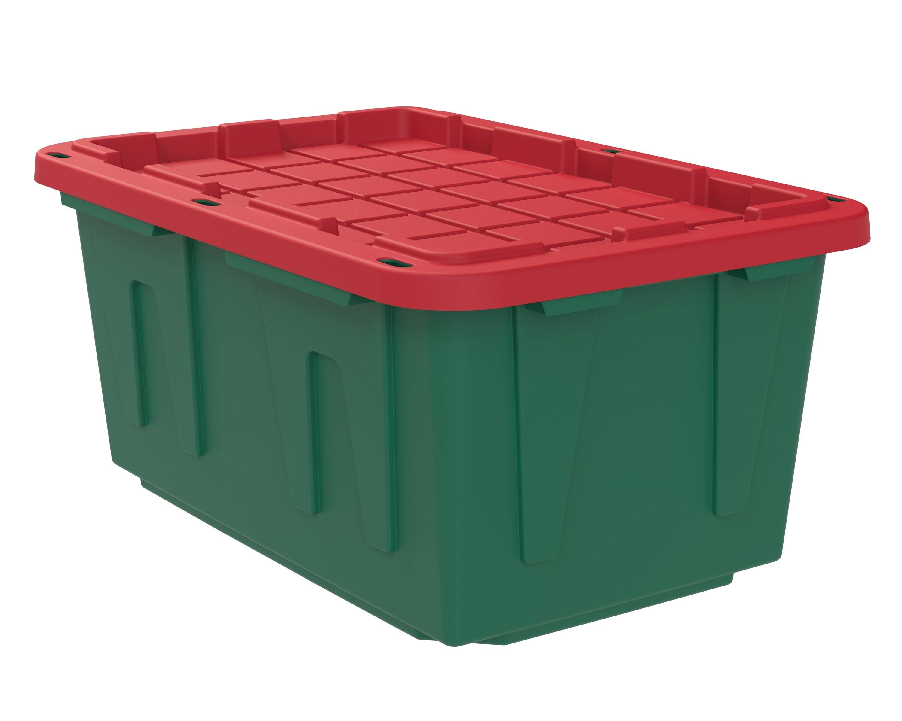 Holiday Living Large 27-Gallons (108-Quart) Green and Red Heavy Duty Tote with Standard Snap Lid | 5132510