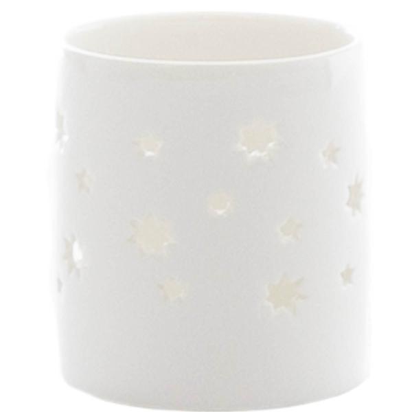 Telysholder stjerne liten 6,5x7,5 cm hvit