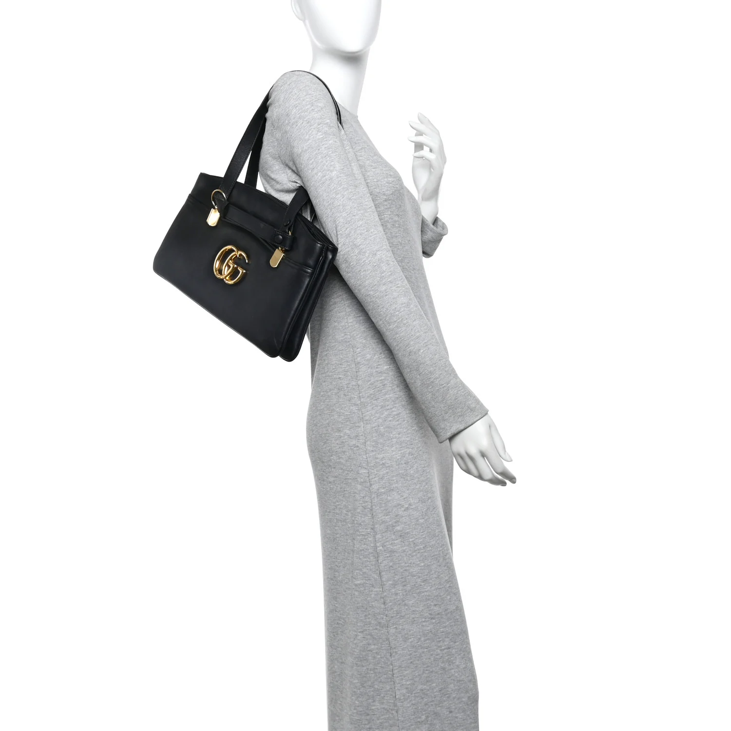 Vitello Palmellato Lux Large Arli Top Handle Bag Black