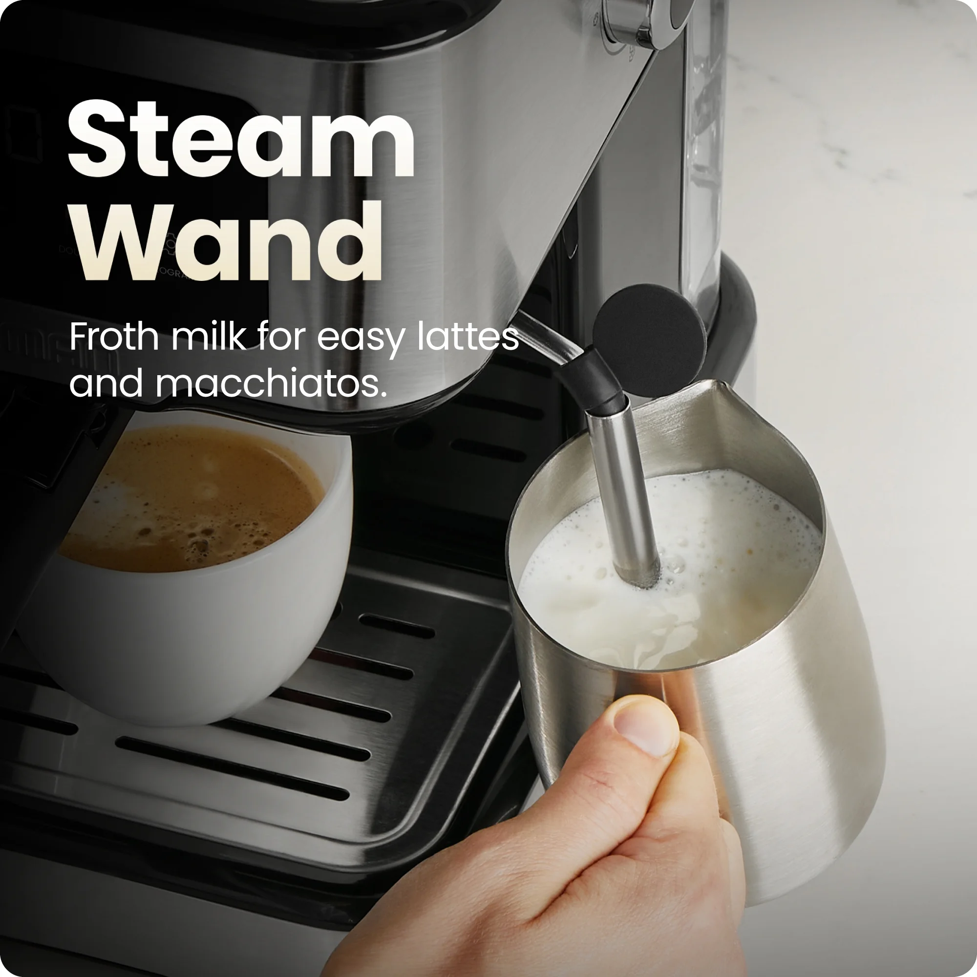 Chefman Craftbrew Espresso Machine W/ Steam Wand and Touch Controls - Stainless Steel