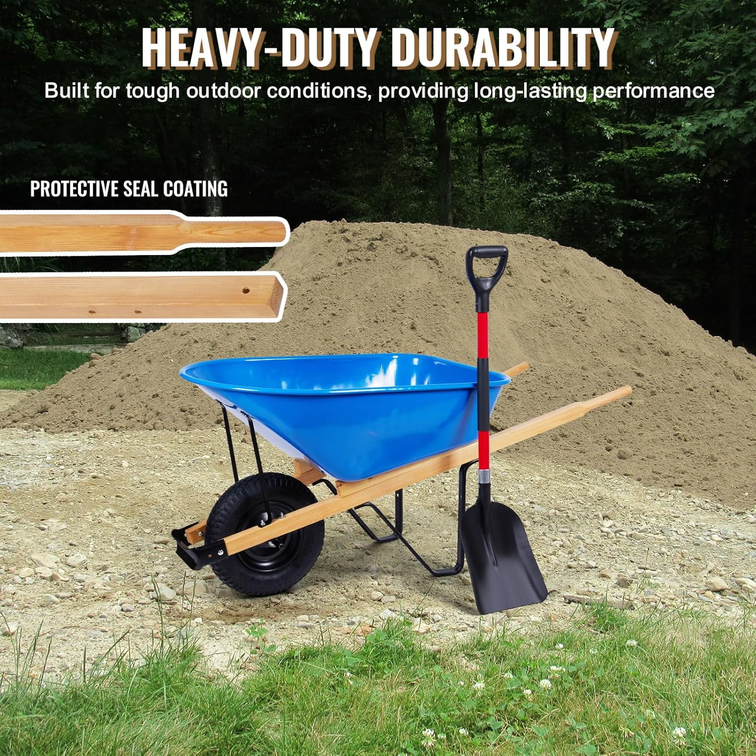 Wheelbarrow Replacement Handle Kit - 2 Pre - Drilled Heavy - Duty FSC Eco - Wood Handles, Universal Fit + Bolts, Nuts & Wedges (Plant a Tree)