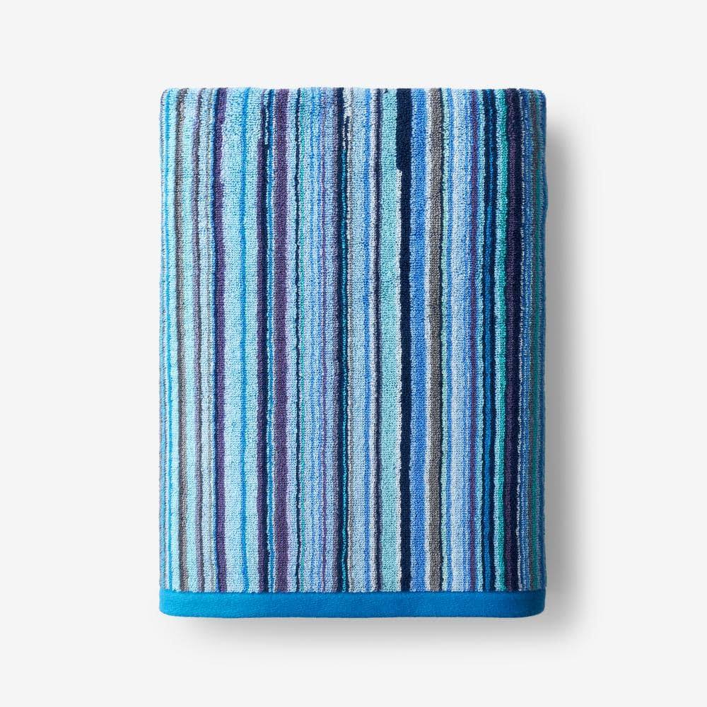 The Company Store Rhythm Blue Striped Cotton Single Bath Towel