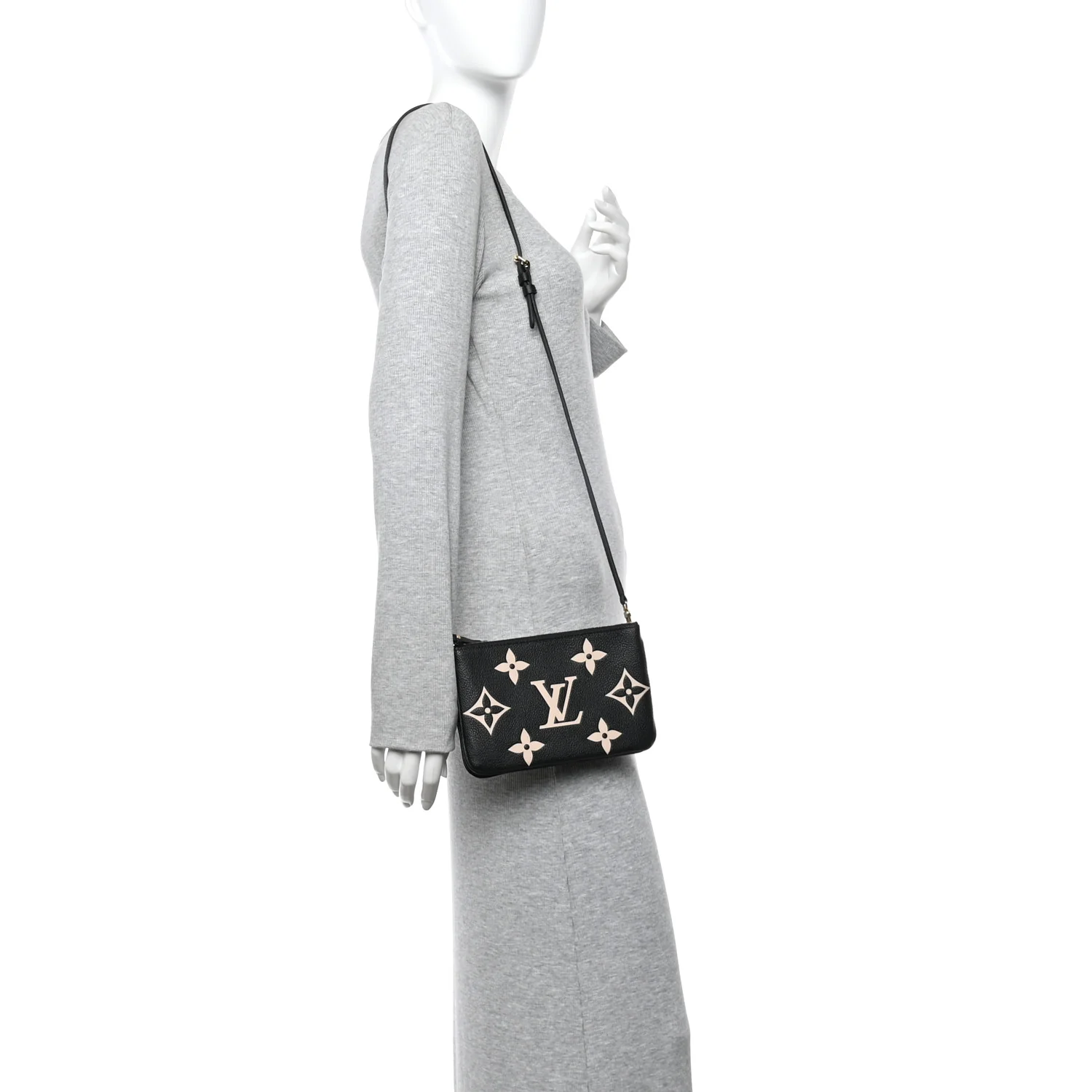 Empreinte Monogram Giant Double Zip Pochette Black Cream