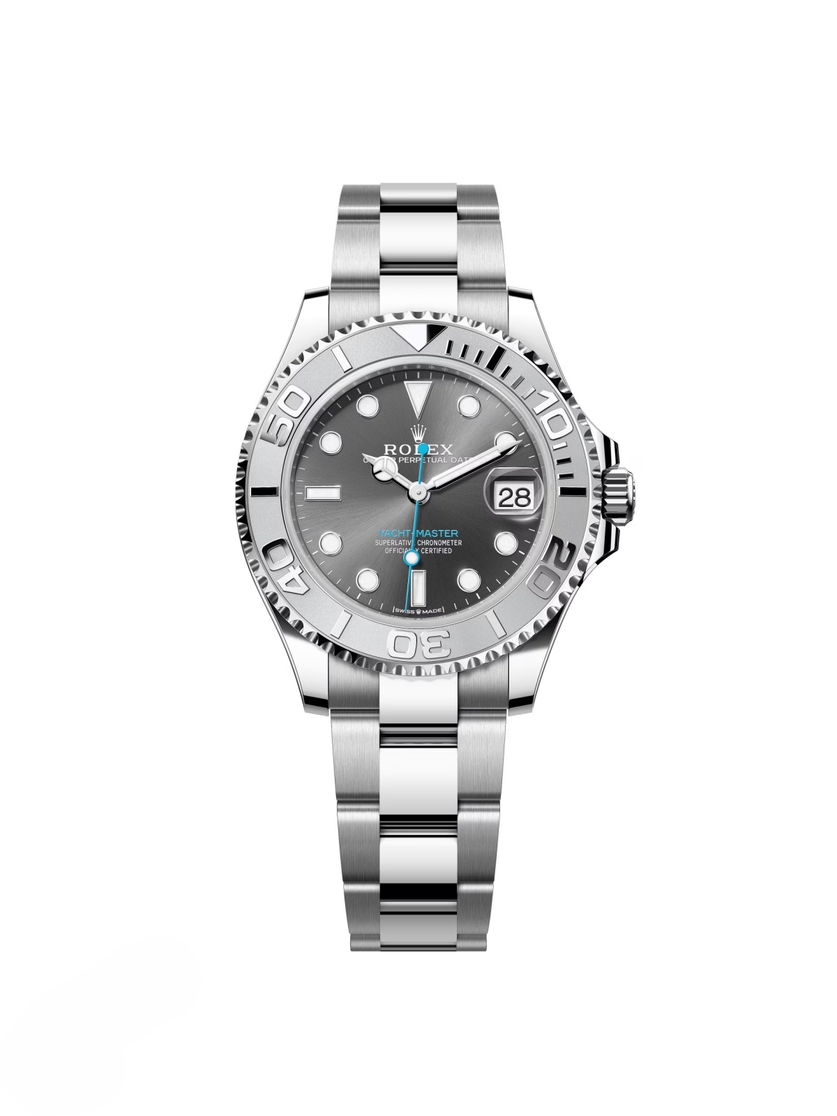 [Super Clone]RLX Yacht-Master 37mm Rhodium Dial 268622 Steel with Platinum Bezel