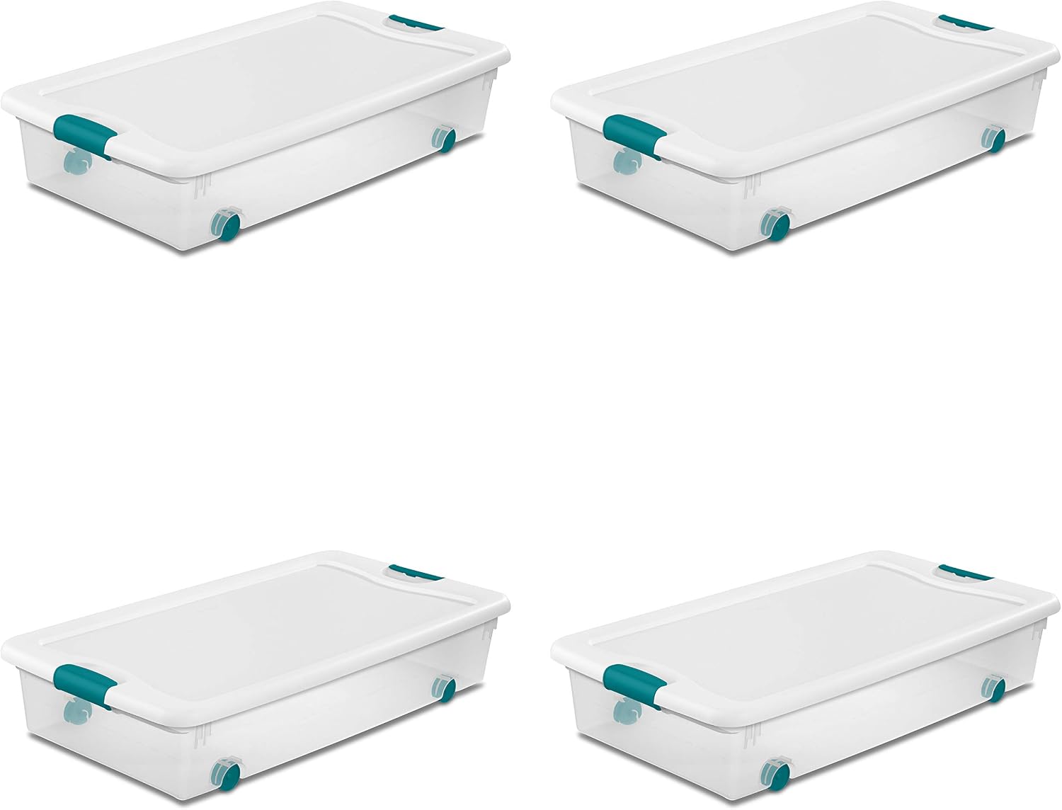 Sterilite Wheeled Latching Box with Lids for Home & Office, 56 Quart, 6-Pack
