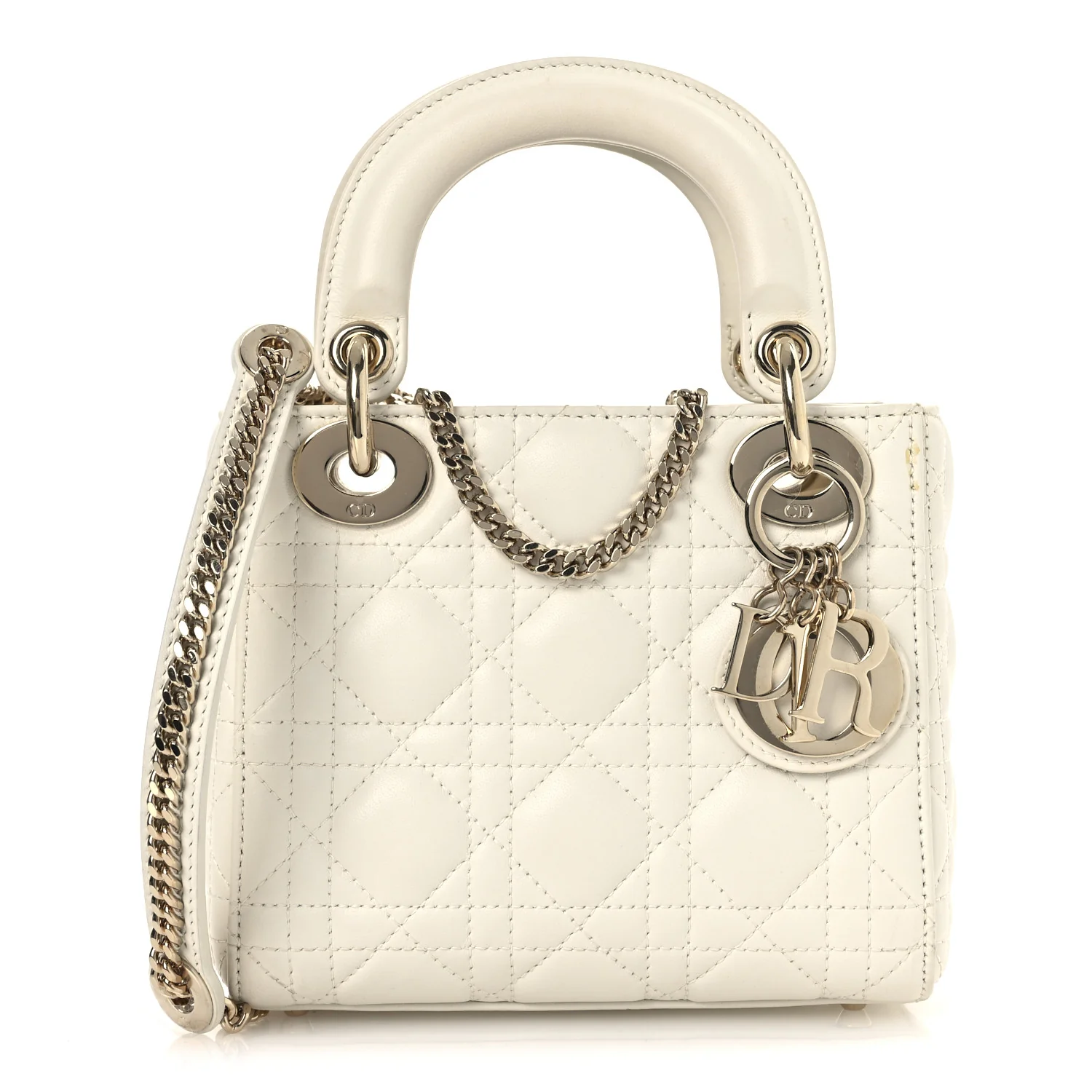 Lambskin Cannage Mini Lady Dior White