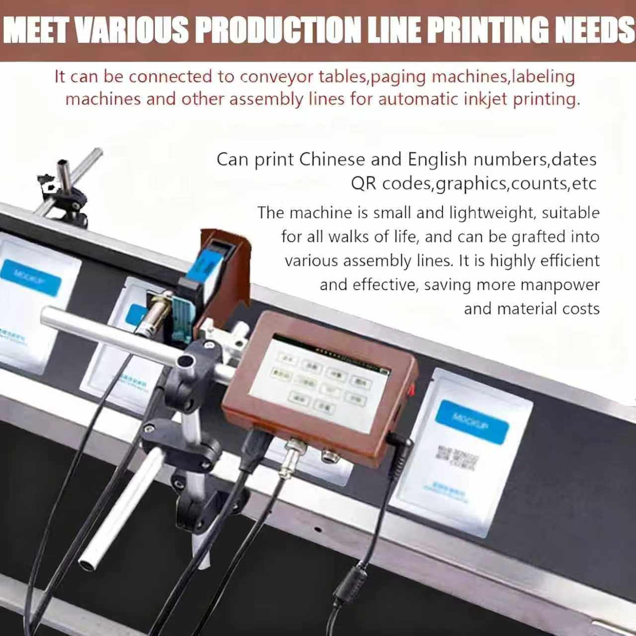 Automatic Inkjet Coding Machine for Date, Text, Barcode, Batch Number, Label, and Image Printing - 25.4mm Online Coding Device