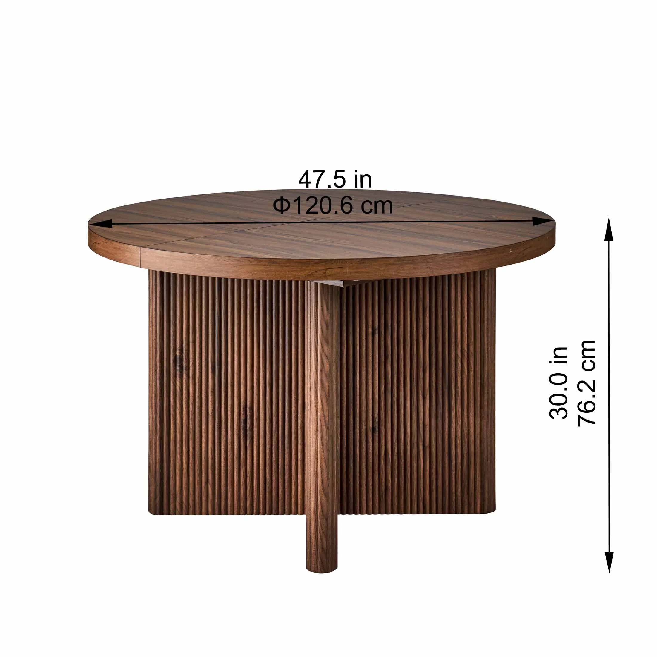 Better Homes & Gardens Lillian Fluted Round Expandable Dining Table for Kitchen, Natural Pine