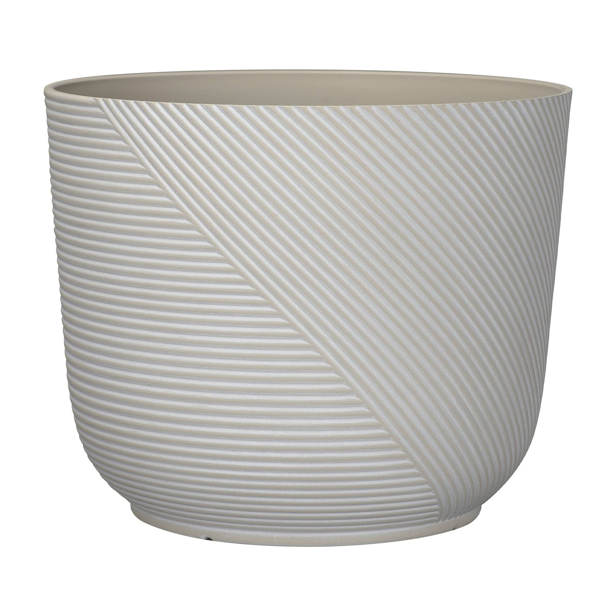 Allen + Roth 15.1-In W x 13-in H Ivory Resin Contemporary/Modern Indoor/Outdoor Planter in White | PLI5416TBI