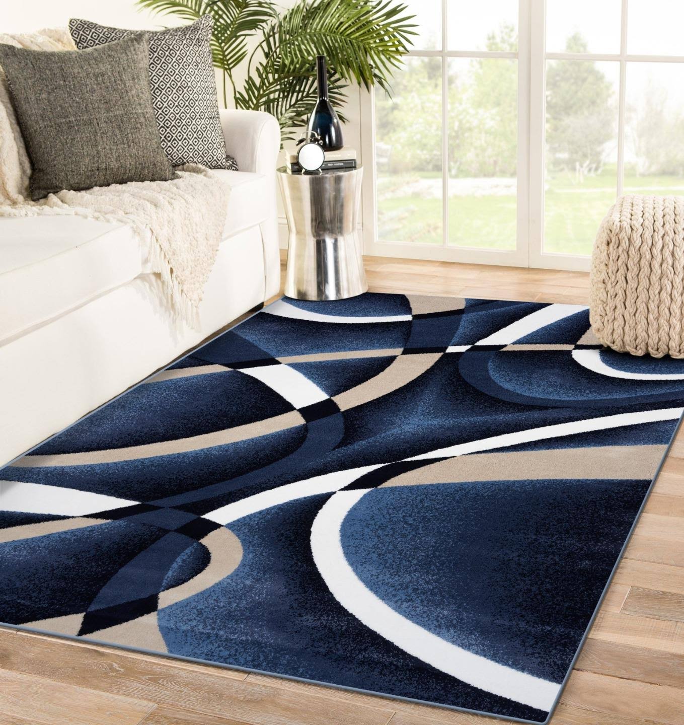 Luxe Weavers Victoria Abstract Area Rug 2305, 5x7 / Navy