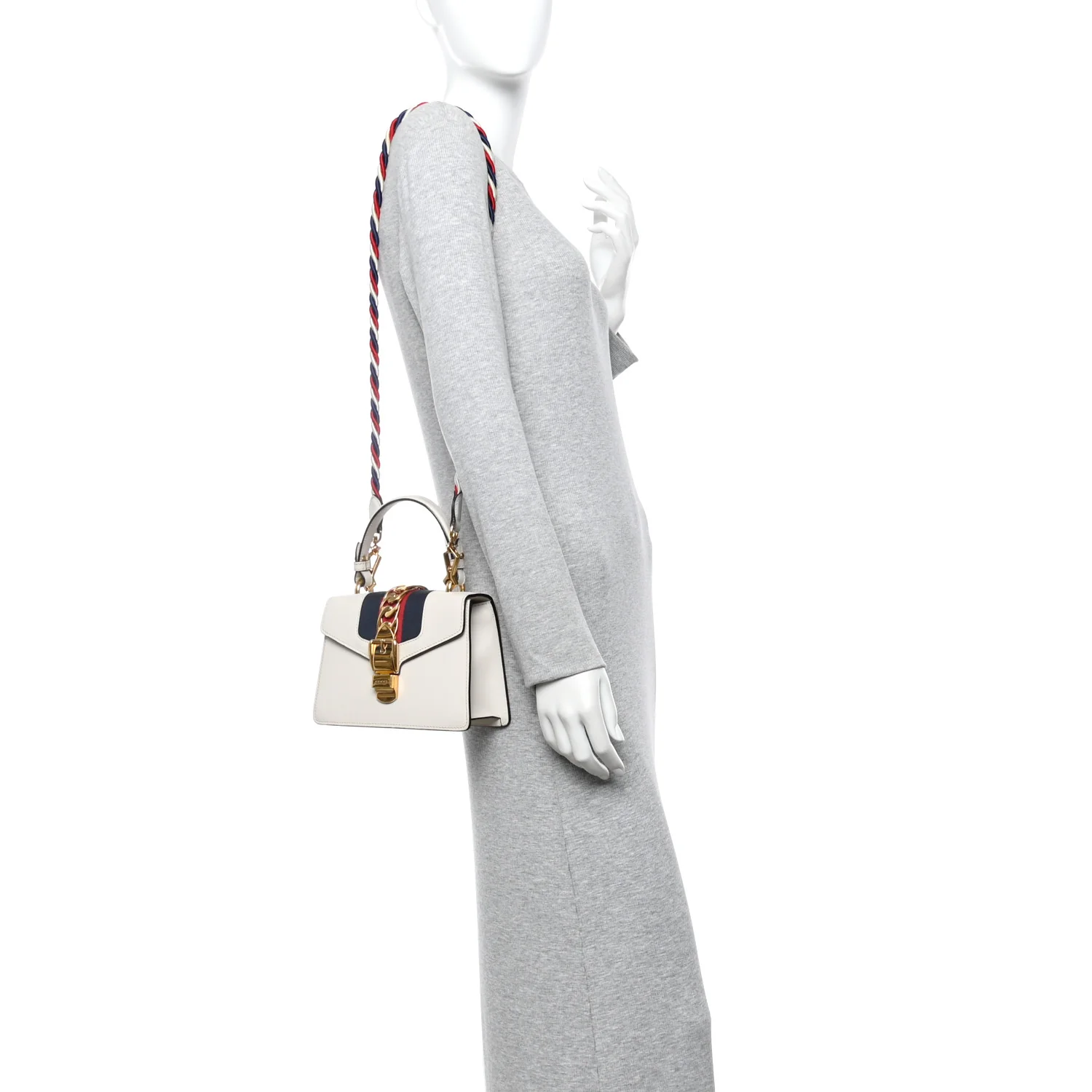 Calfskin Mini Sylvie Top Handle Bag White