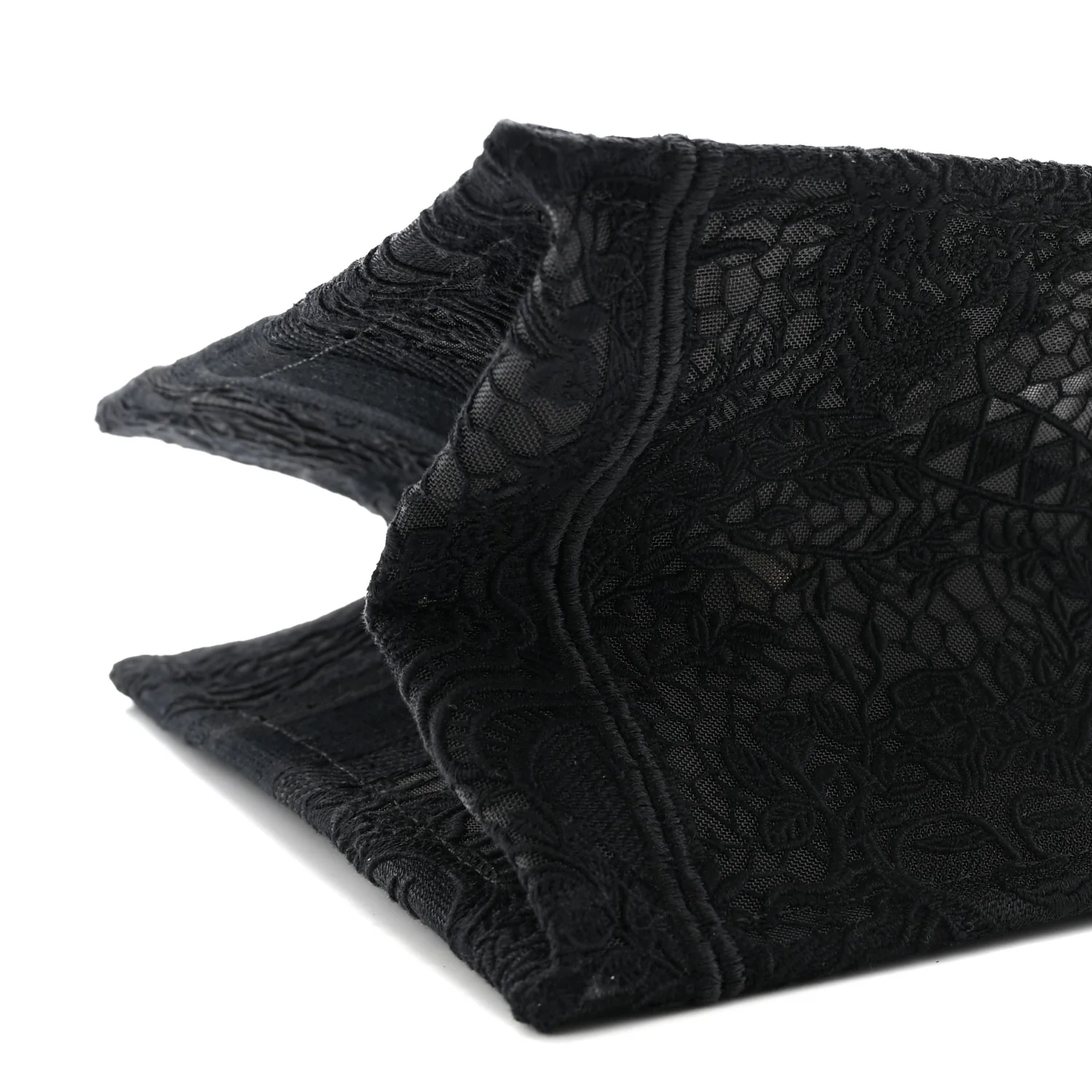 Embroidered 3D Macrame D-Lace Sun Medium Book Tote Black