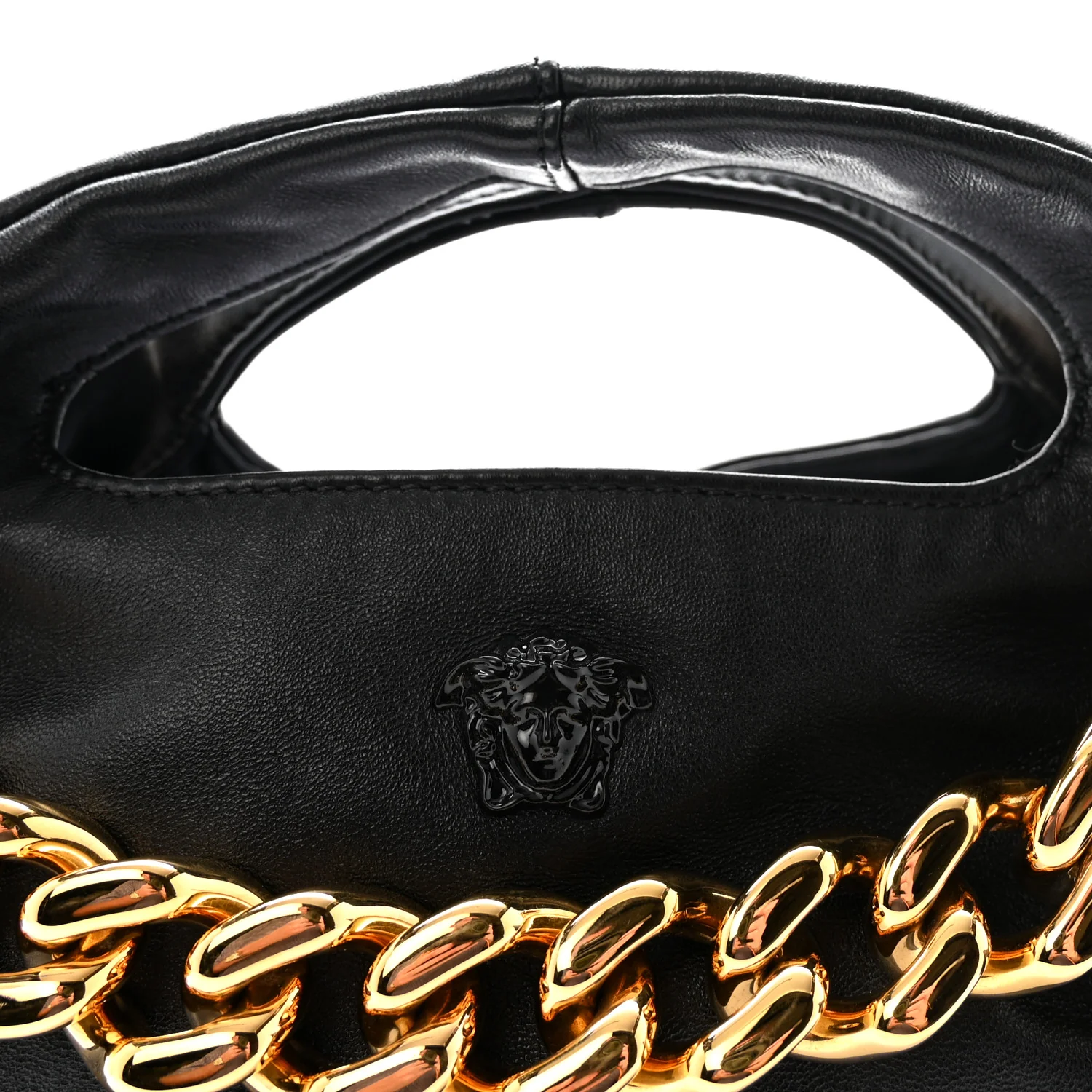 Nappa Medusa Chain Shoulder Bag Black