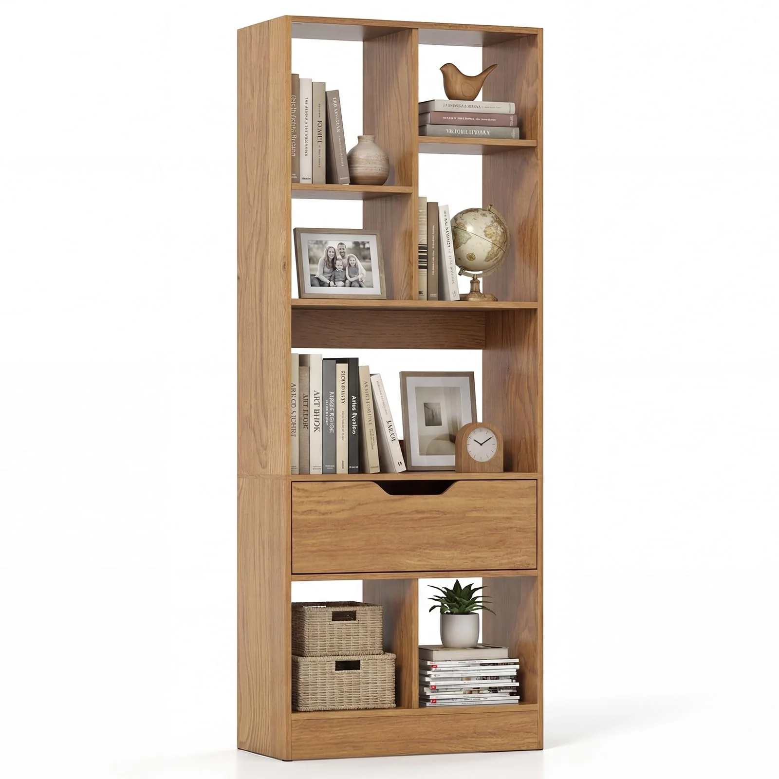 Tangkula 51” Tall Open Bookcase with Drawer(1/2)