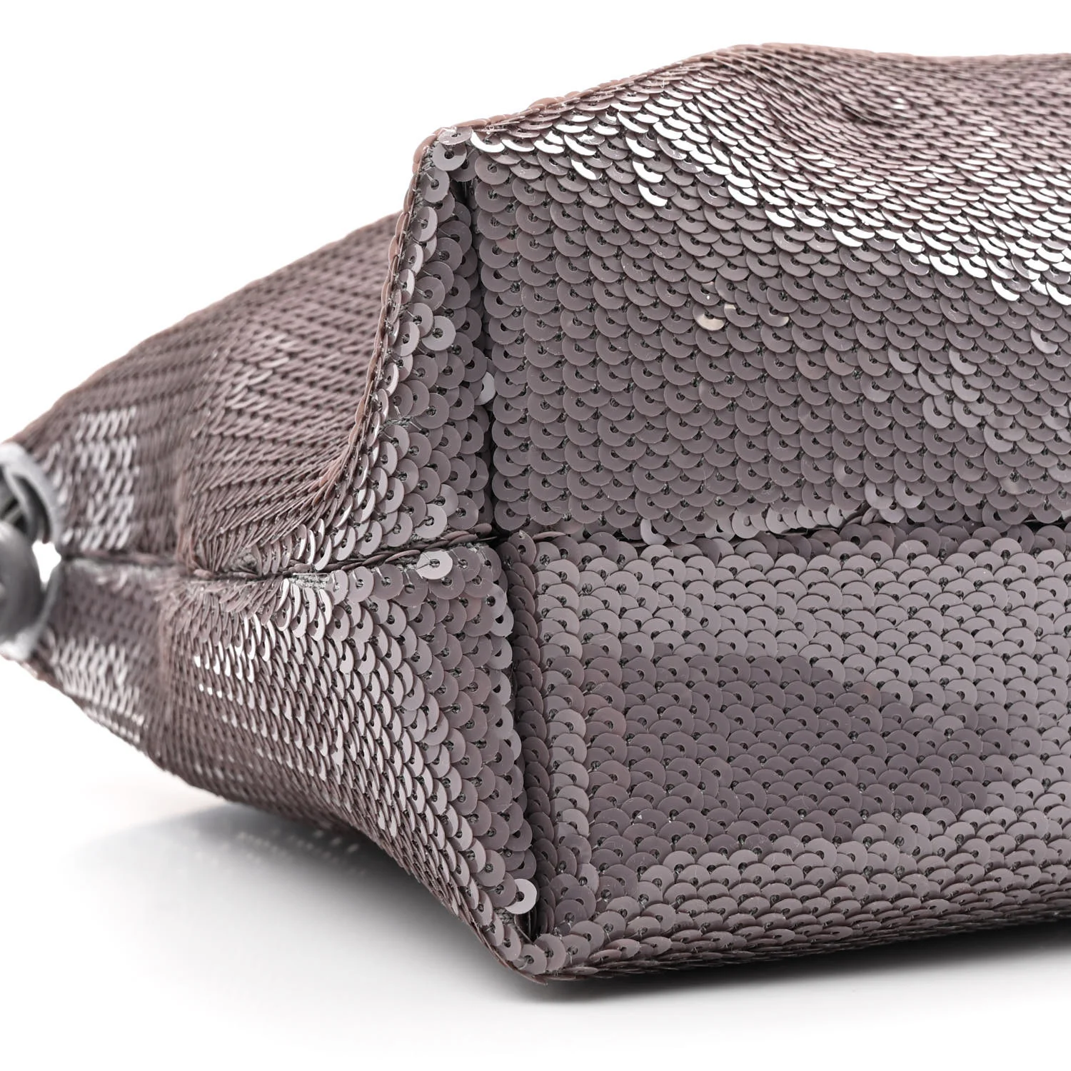 Sequin Medium Donut Chain Flamenco Knot Clutch Grey