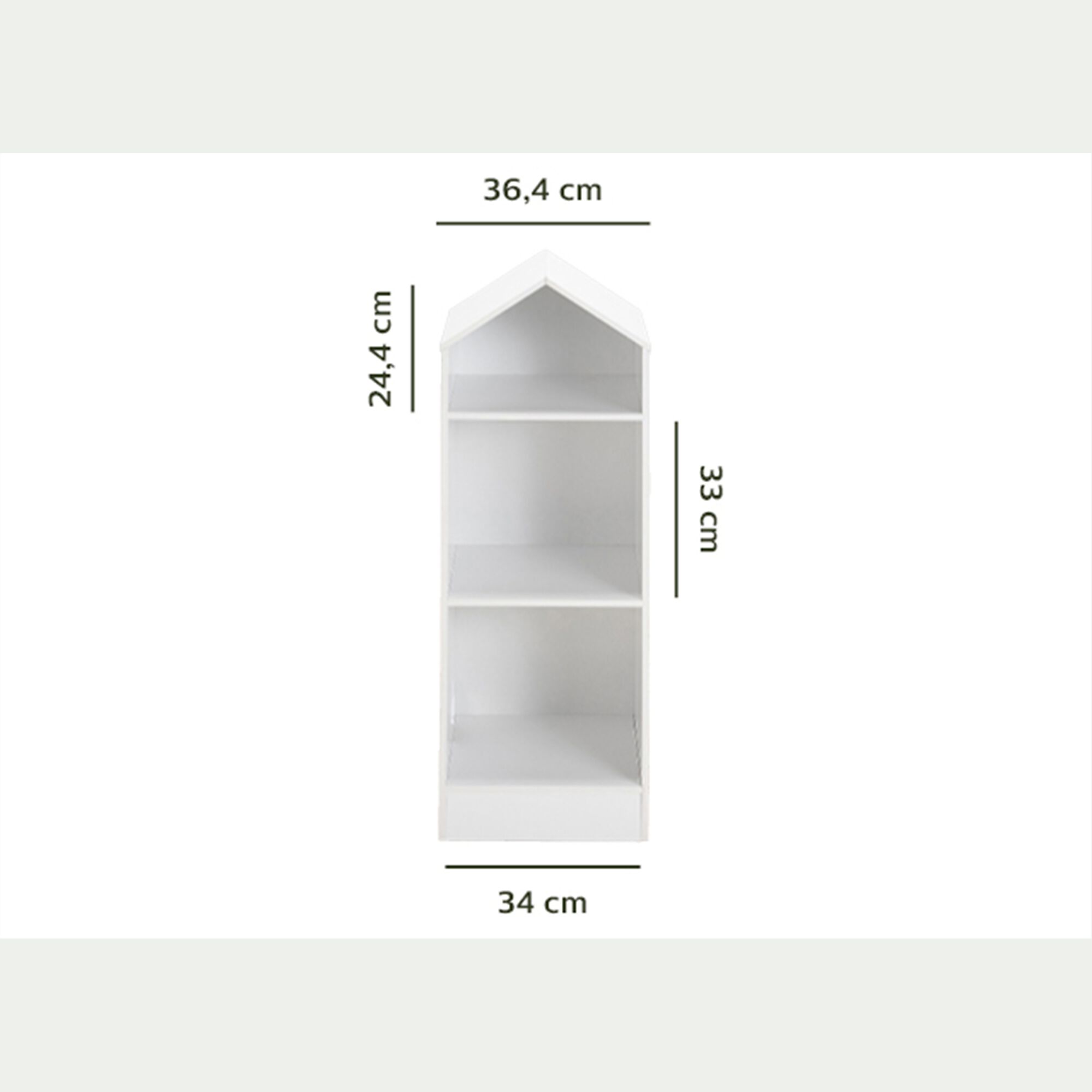 DICO - Bibliothèque 2 étagères forme maison pour chambre enfant - blanc