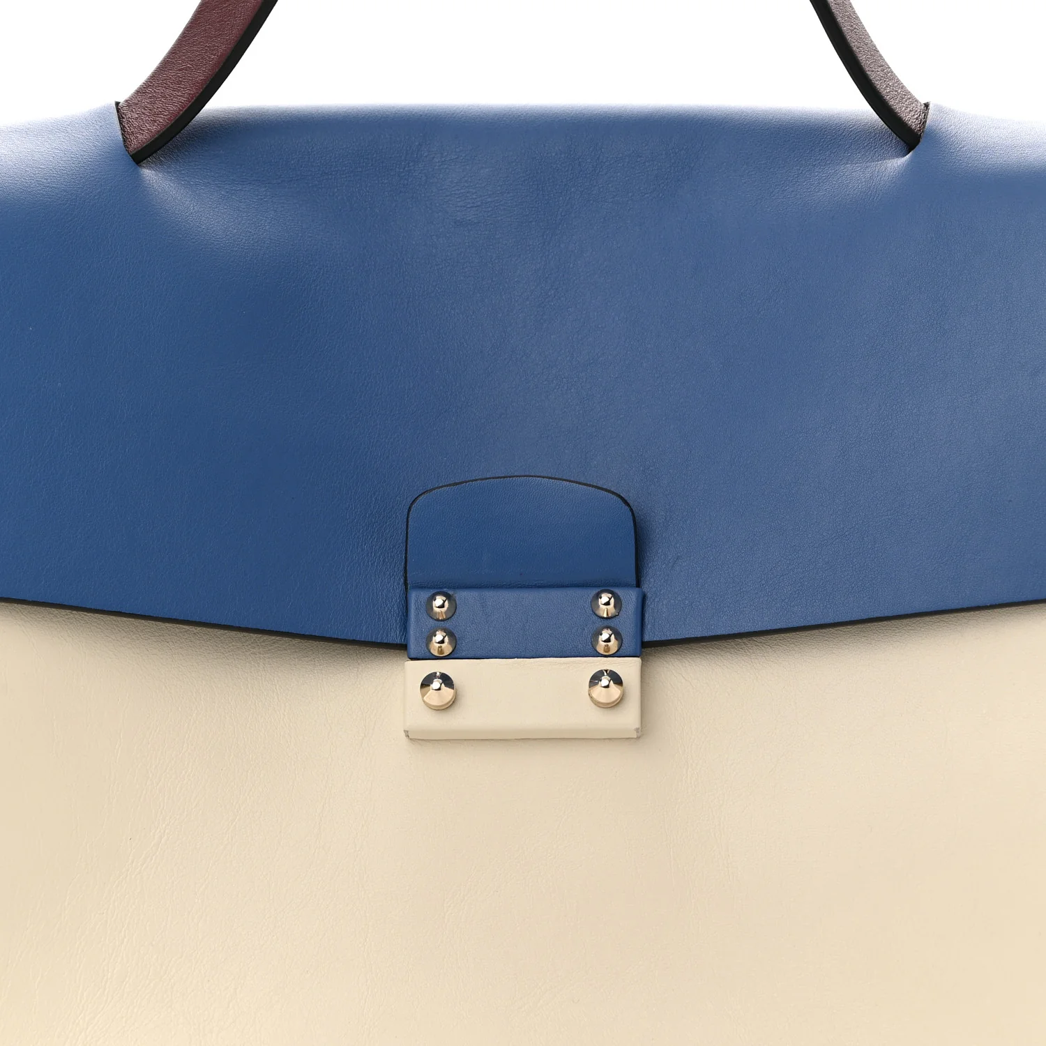 Calfskin Colorblock Mime Single Handle Bag Ruby Marine