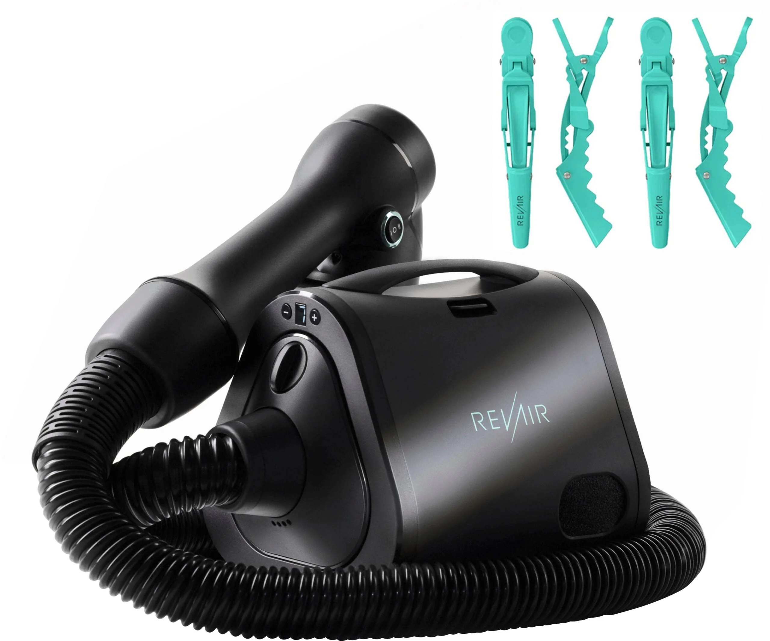 Reverse-Air Hair Dryer with Hair Clips C Black