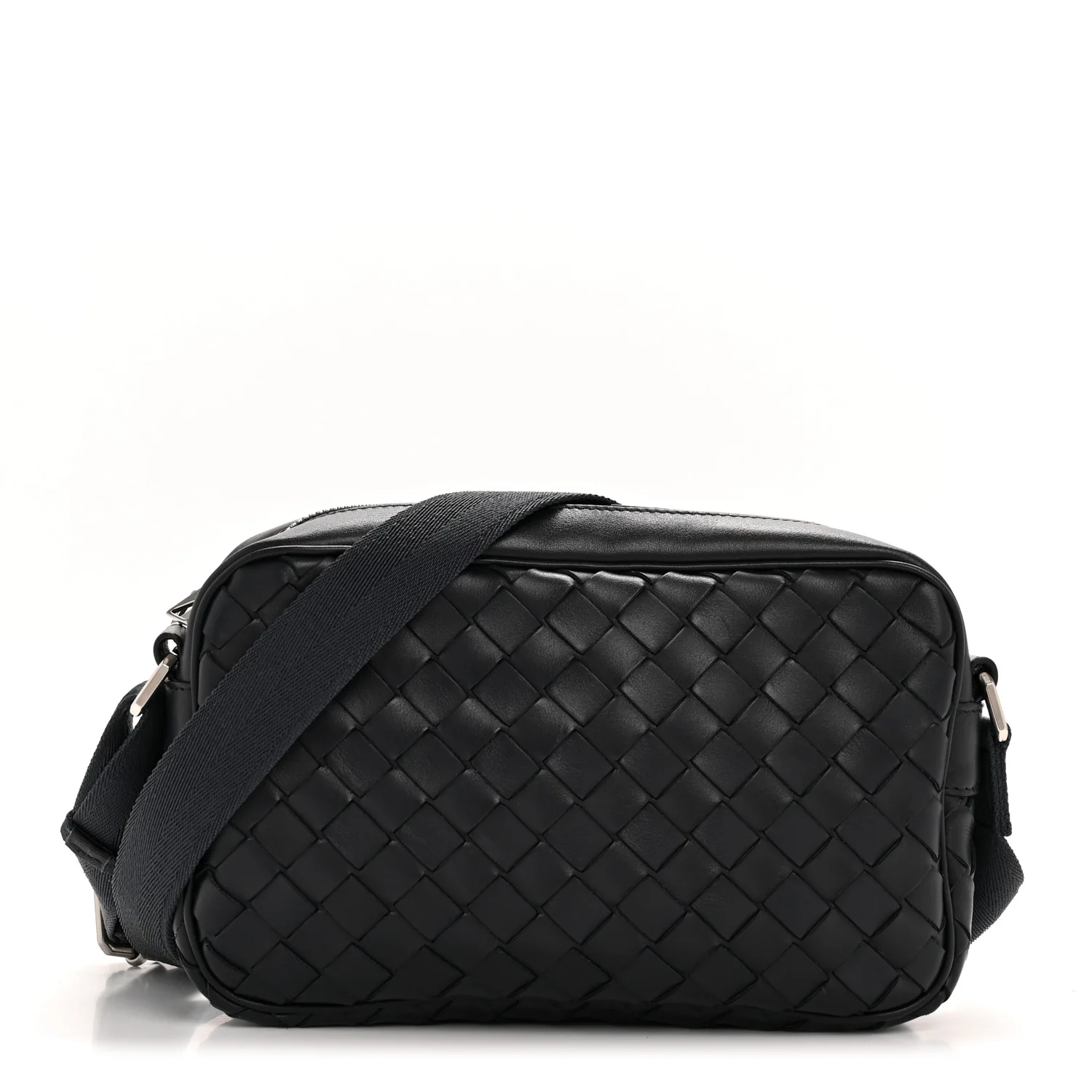 Calfskin Intrecciato Small Camera Bag Navy