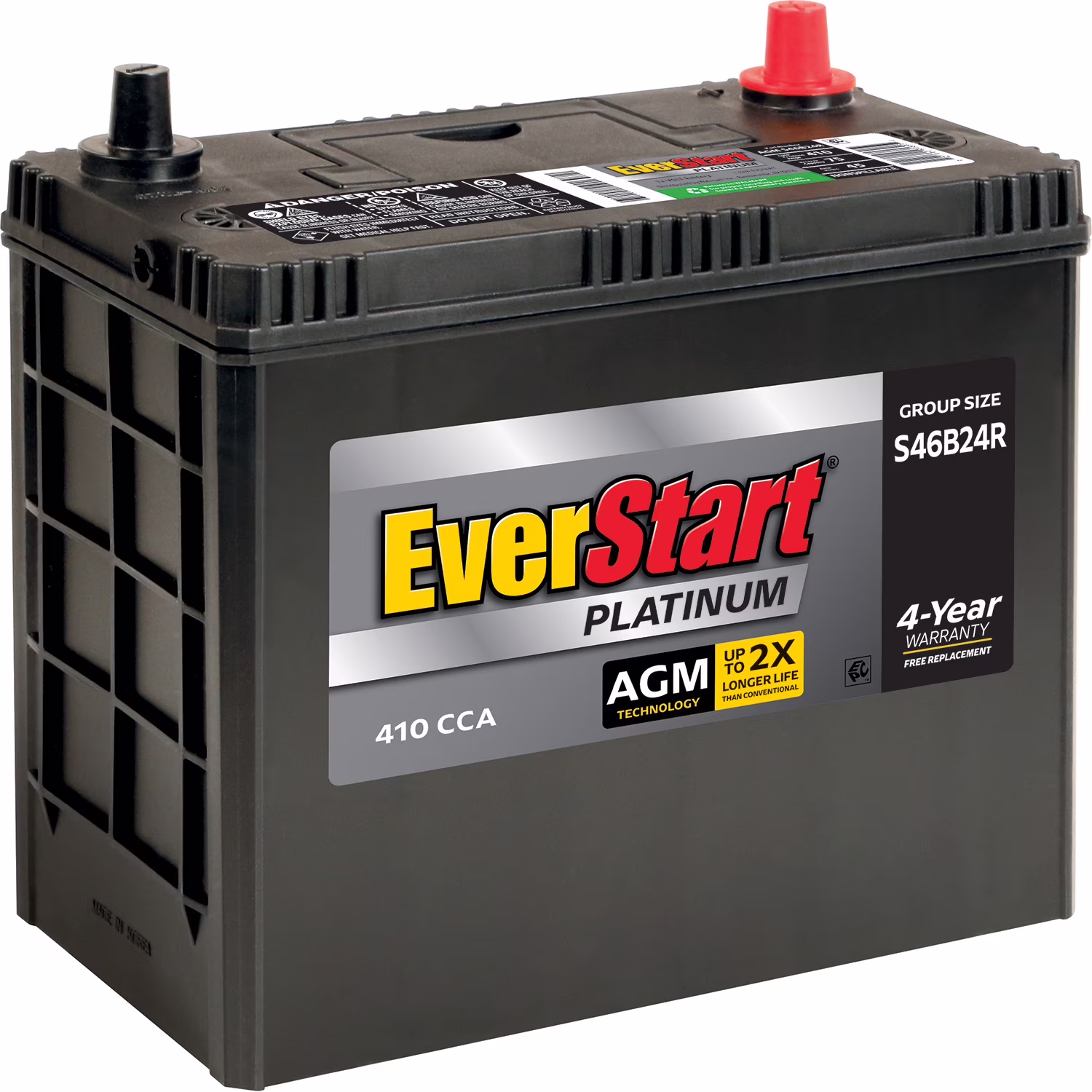 Platinum AGM BOXED Automotive Battery, Group Size S46B24R 12 Volt, 410 CCA